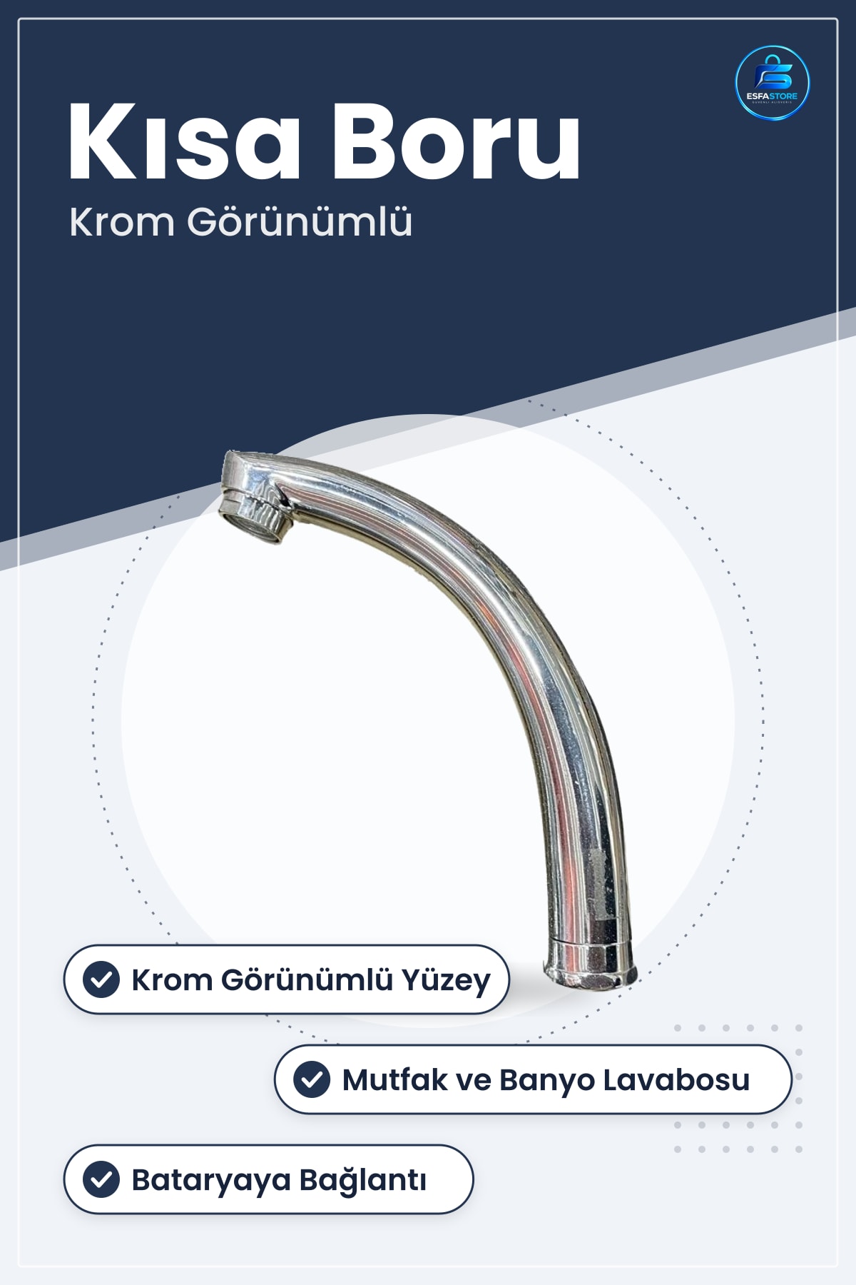 Kısa Boru Ara Musluk Krom Görünümlü Mutfak Lavabo Banyo Bataryası Yedek Parçası Kullanışlı