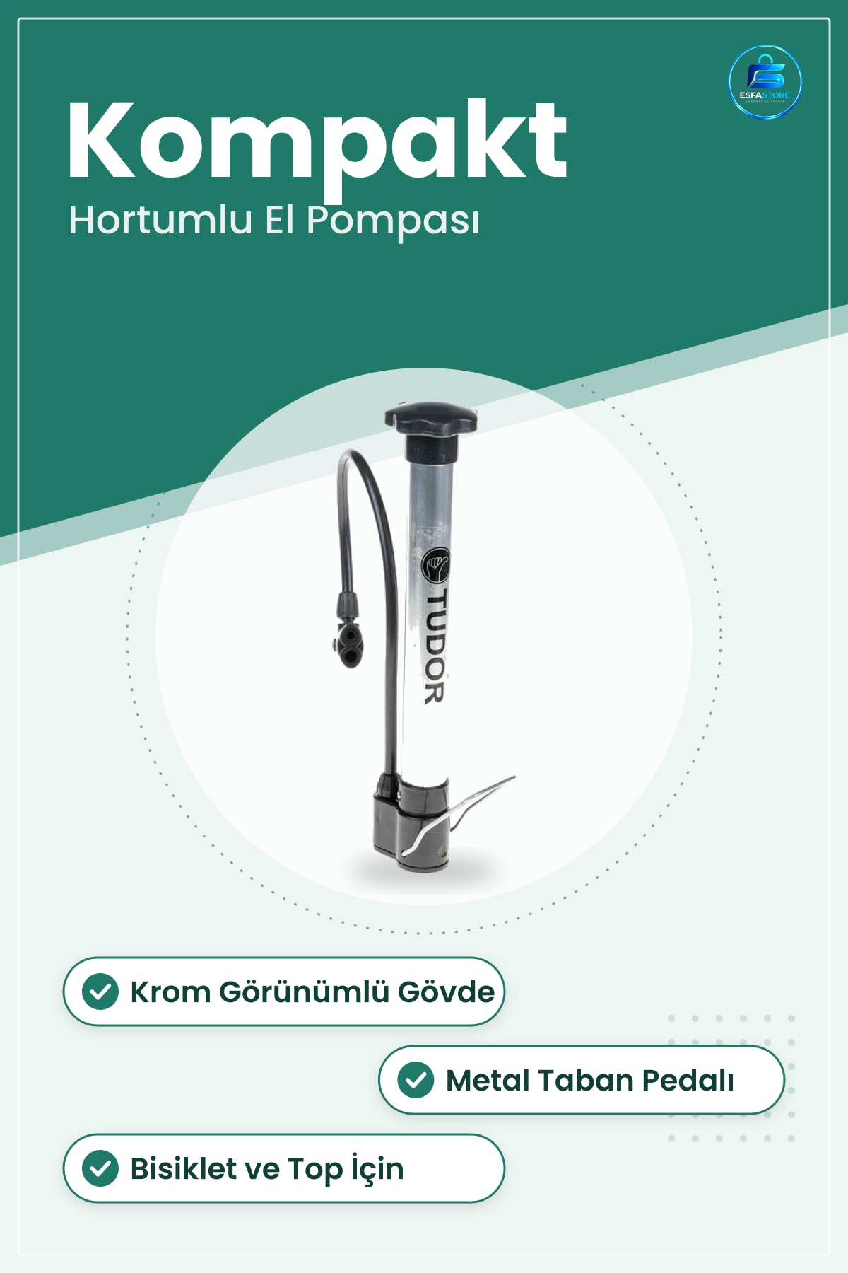 Mini Krom El Şişirme Pompası Taşınabilir Bisiklet ve Top İçin Kompakt Hortumlu Tasarım