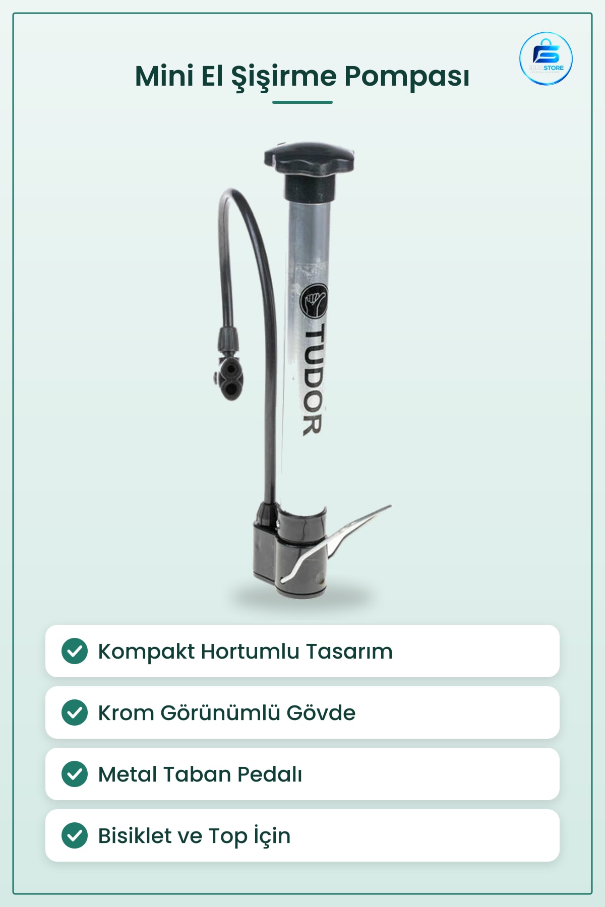 Mini Krom El Şişirme Pompası Taşınabilir Bisiklet ve Top İçin Kompakt Hortumlu Tasarım