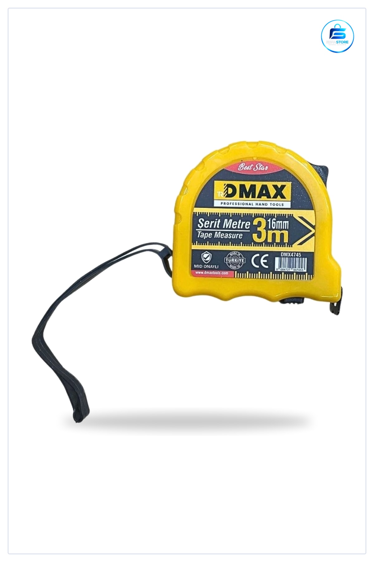 Şerit Metre 3 m 16 mm Genişlik Manuel Ölçüm Aracı Sarılabilir Mid Onaylı Hırdavat Aleti