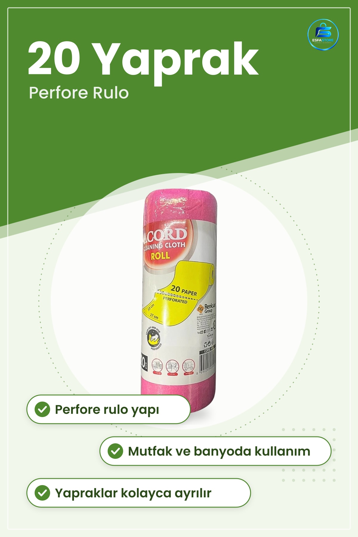 Temizlik Bezi Yaprak Perfore Rulo Mutfak Banyo Ev Temizliği Çok Amaçlı Kullanım Kullanışlı