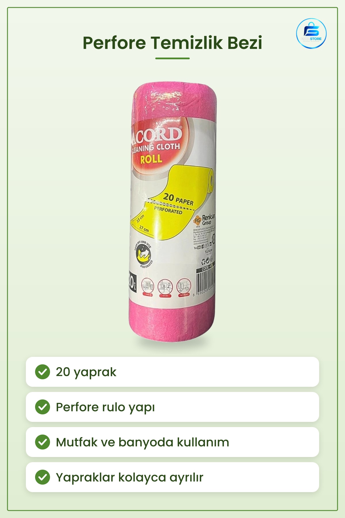 Temizlik Bezi Yaprak Perfore Rulo Mutfak Banyo Ev Temizliği Çok Amaçlı Kullanım Kullanışlı