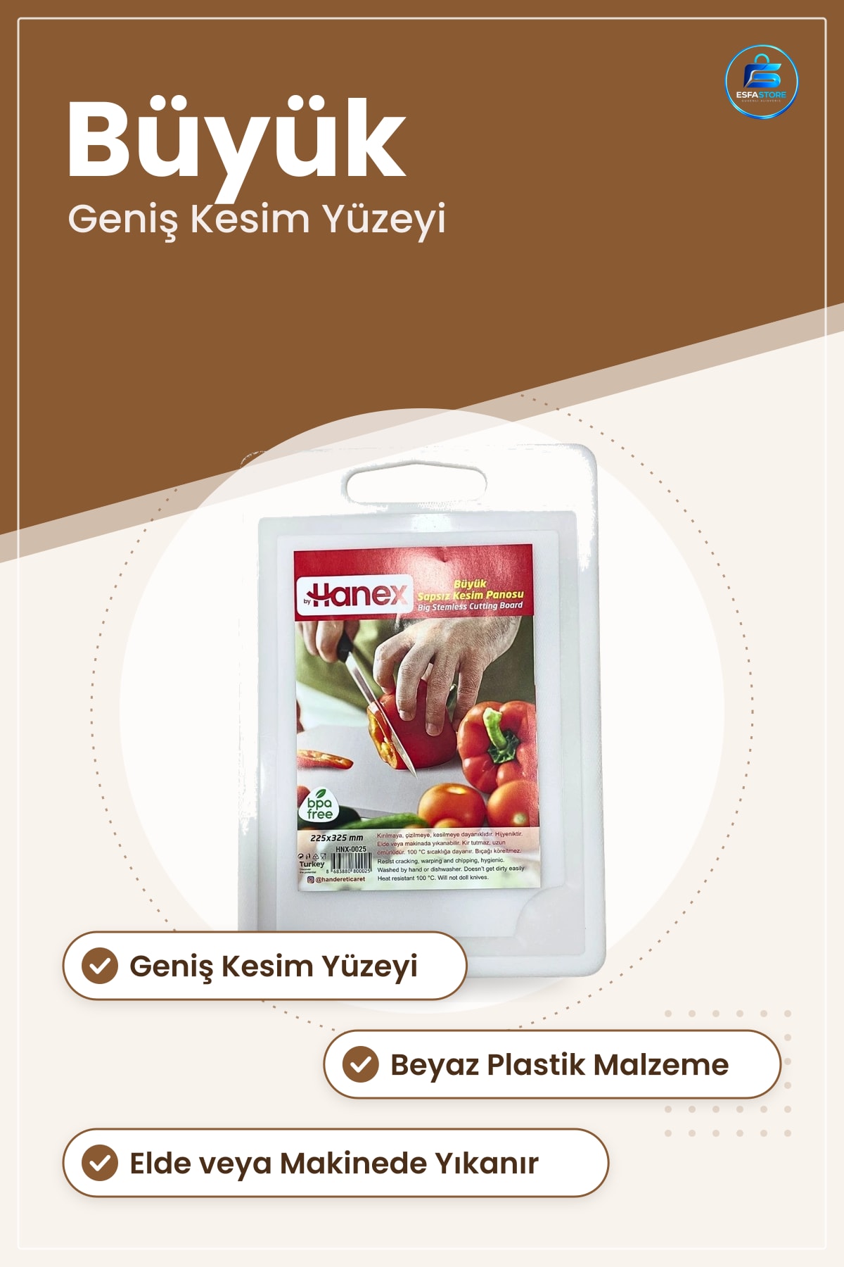 Büyük Sapsız Kesim Panosu Kesme Tahtası Mutfak İçin Beyaz Hijyenik Geniş Yüzey Sofra Hazırlık
