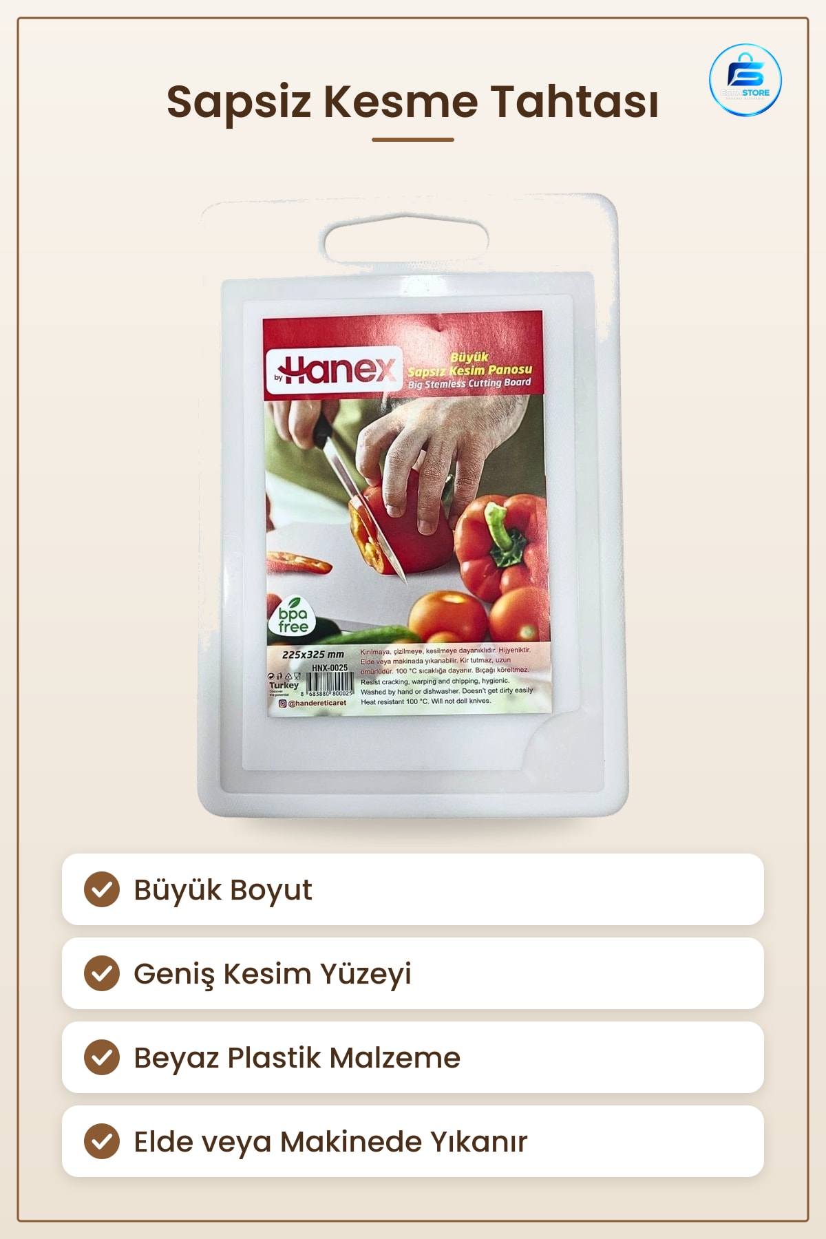 Büyük Sapsız Kesim Panosu Kesme Tahtası Mutfak İçin Beyaz Hijyenik Geniş Yüzey Sofra Hazırlık