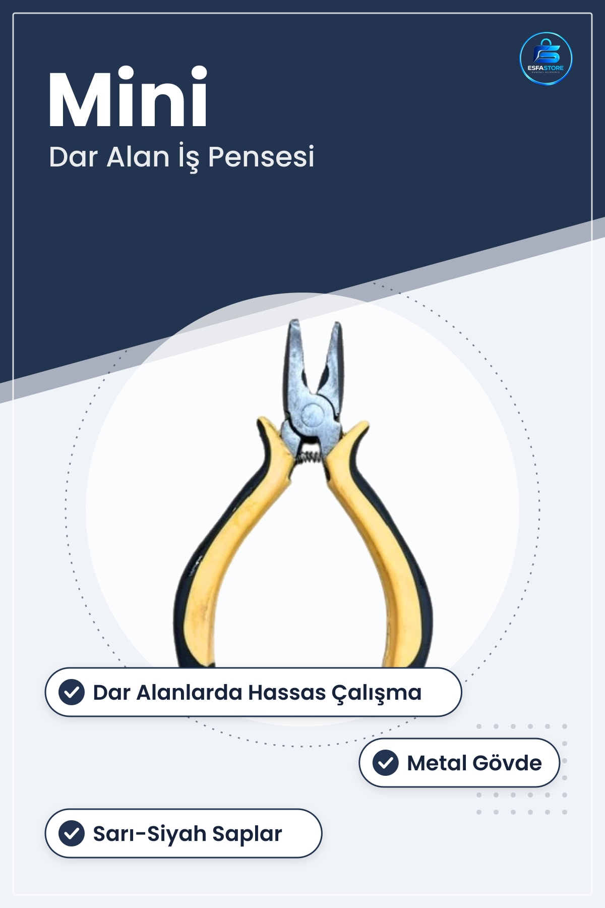 Mini Pense El Aleti Hırdavat İnce İş Dar Alan Tamir Sarı Saplı Ev Aracı Elektrik Kullanım