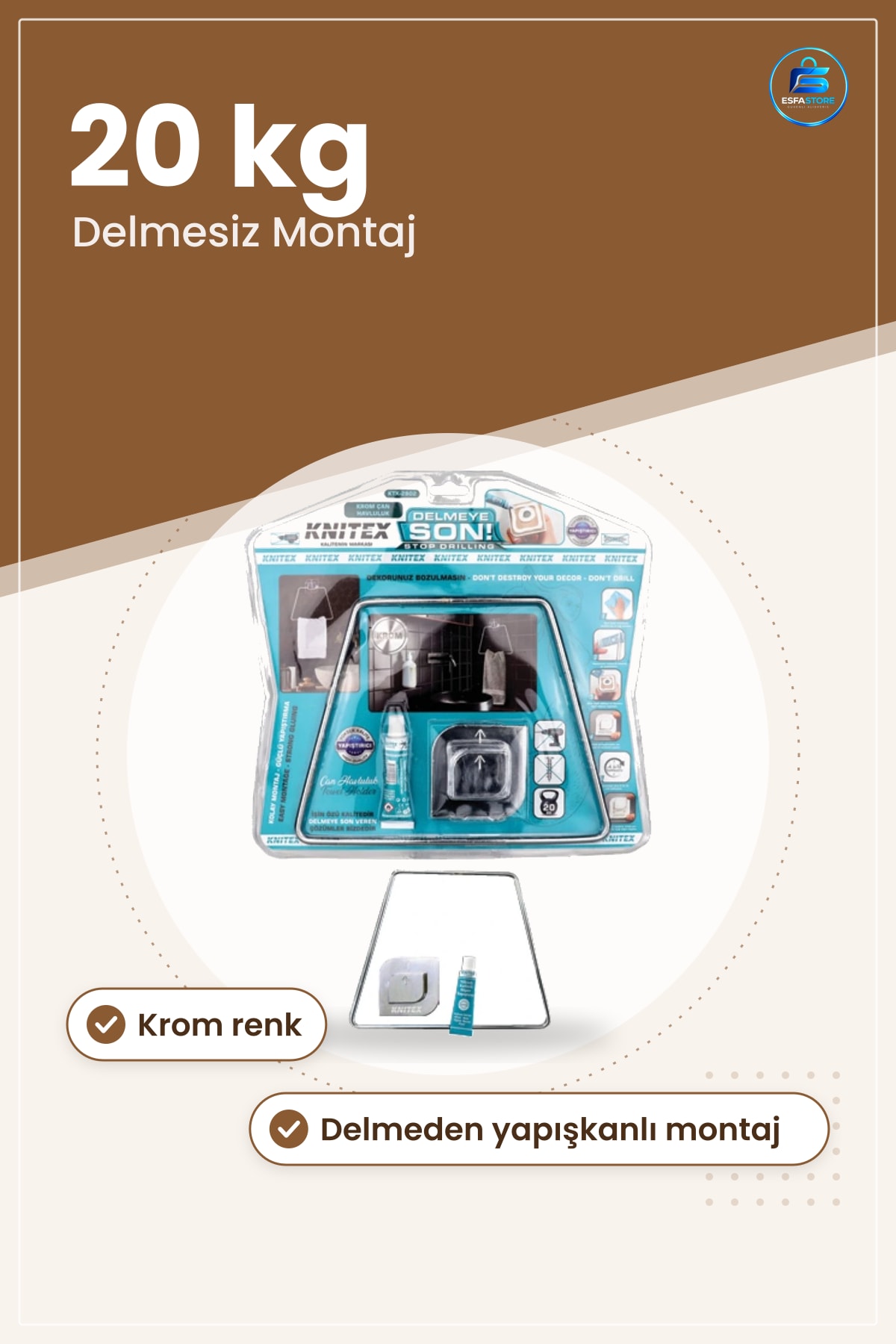 Çan Havluluk Banyo Askısı Krom Delmesiz Yapışkanlı Duvar Tipi Havlu Askılığı Kolay Montaj