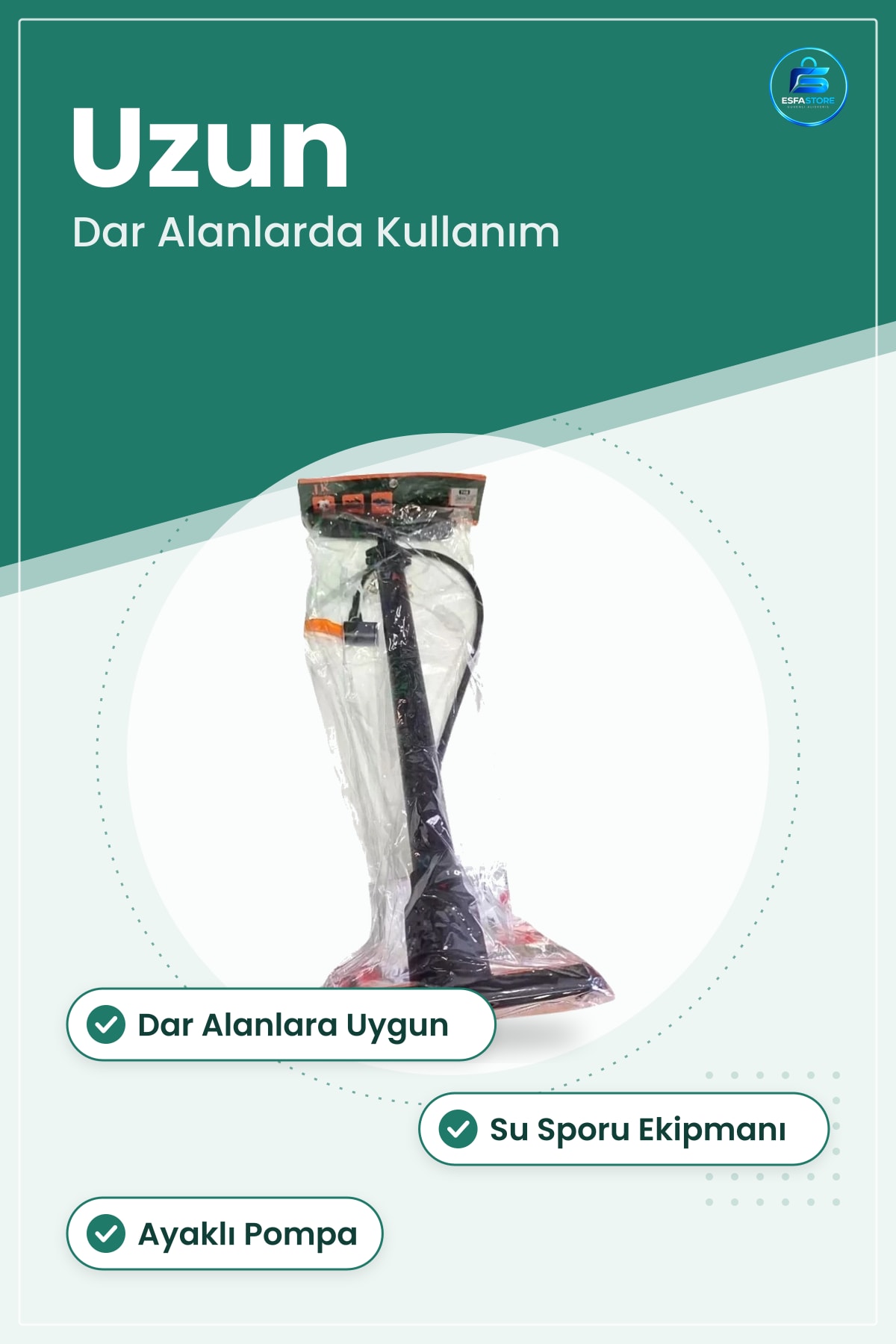 Uzun İran Tipi Ayaklı Şişirme Pompası Su Sporu Ekipmanı Dar Alan Hava Basma Aparatı Kullanışlı