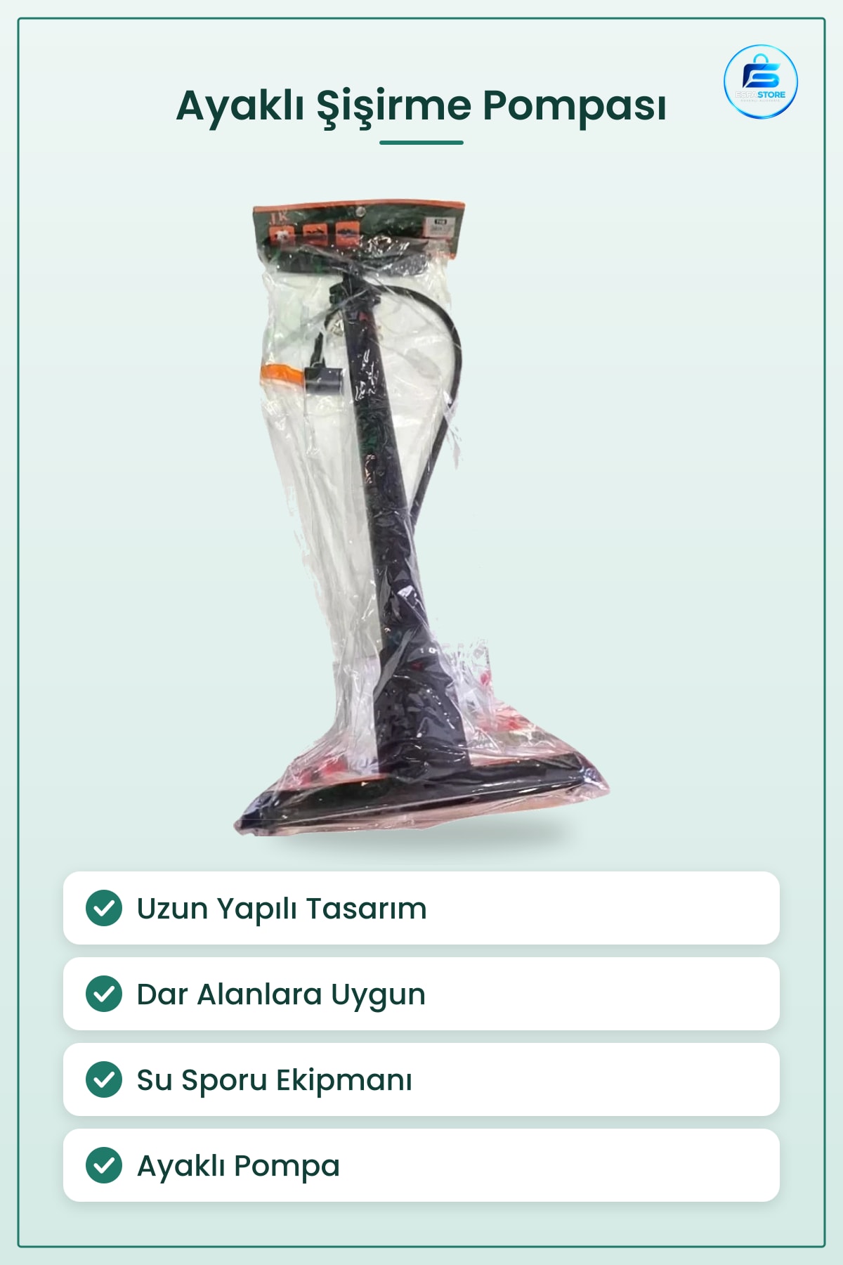 Uzun İran Tipi Ayaklı Şişirme Pompası Su Sporu Ekipmanı Dar Alan Hava Basma Aparatı Kullanışlı