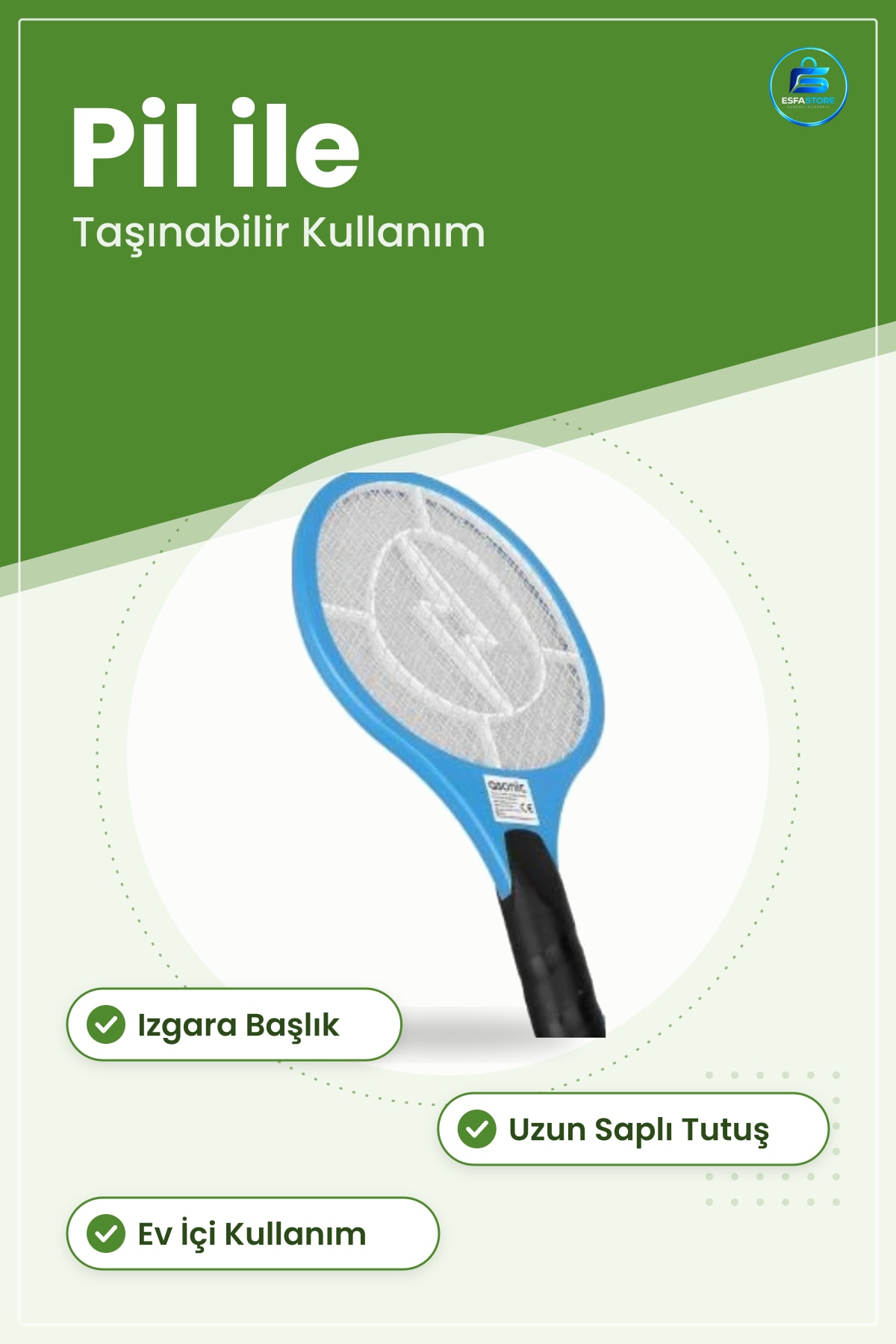 Pilli Sinek Öldürücü Raket Elektrikli Haşere Kovucu Ev ve Mutfak İçin Kullanımı Pratik