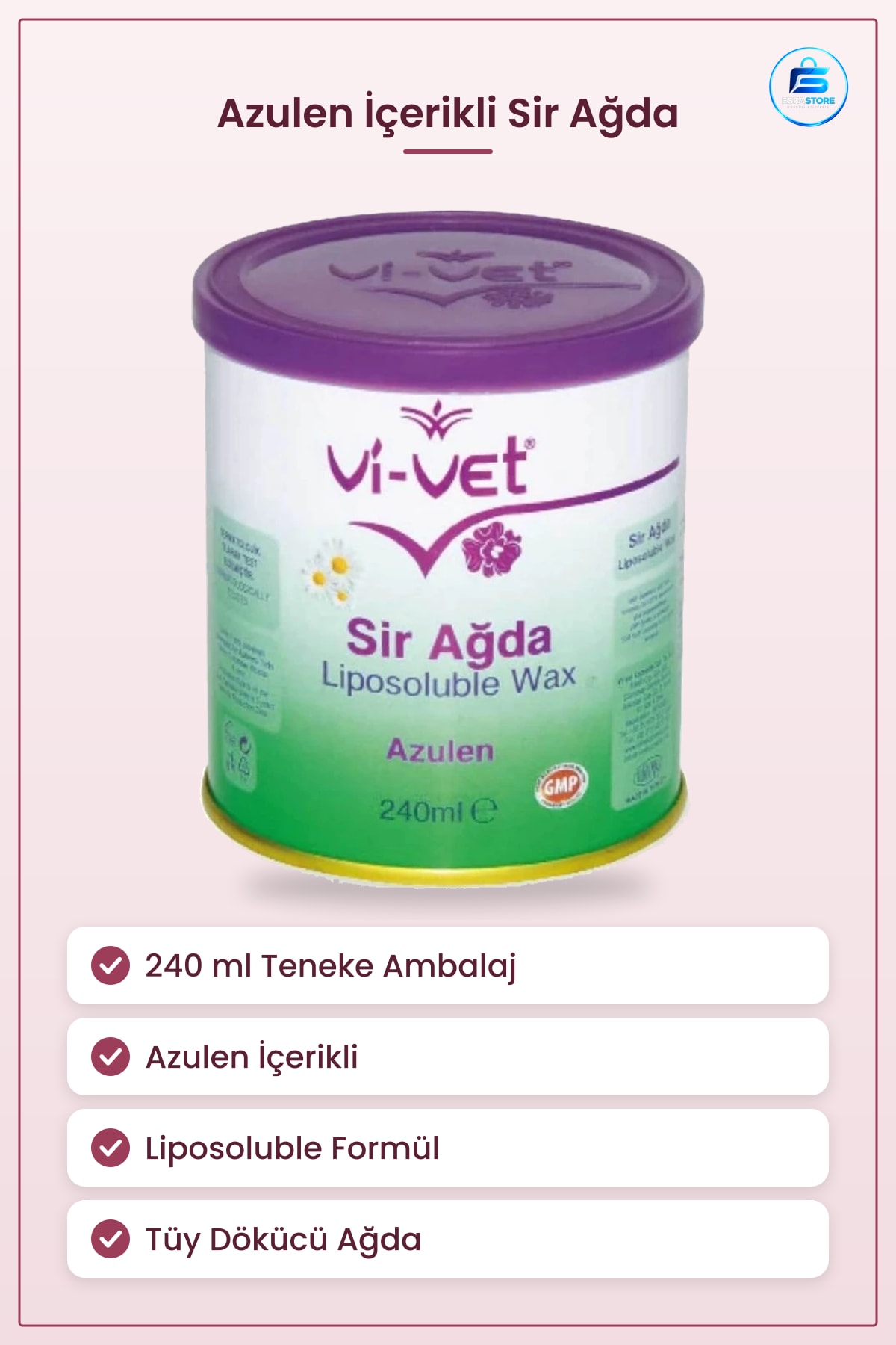Azulen İçerikli Sir Ağda 240 ml Teneke Liposoluble Tüy Dökücü Epilasyon Vücut Bakım Ürünü