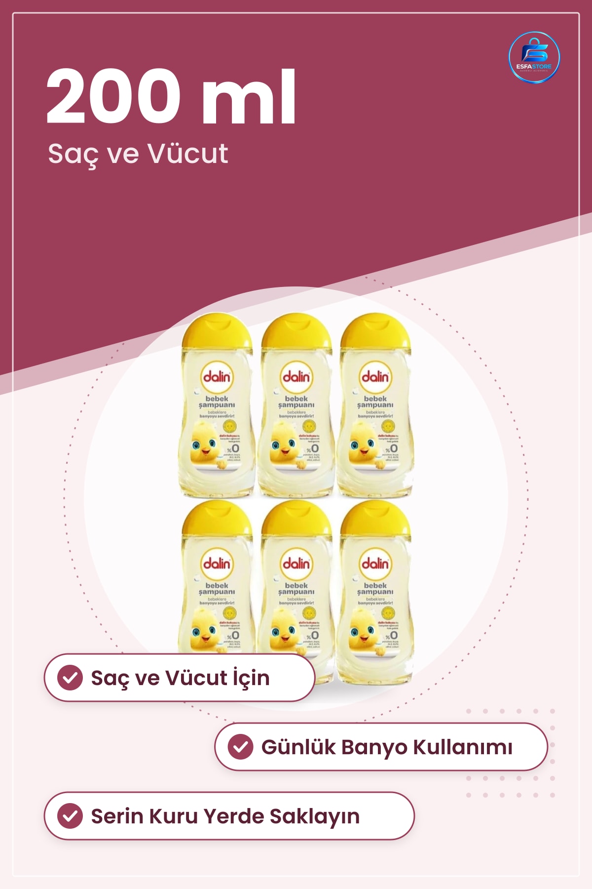 Bebek Şampuanı 200 ml Bebekler İçin Saç ve Vücut Yıkama Bakım Ürünü Günlük Banyo Kullanımı