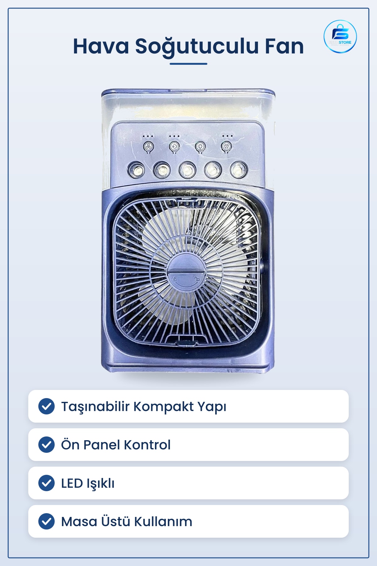 Hava Soğutuculu Vantilatör Taşınabilir Masaüstü Serinletici LED Işıklı Fan Kişisel Ofis