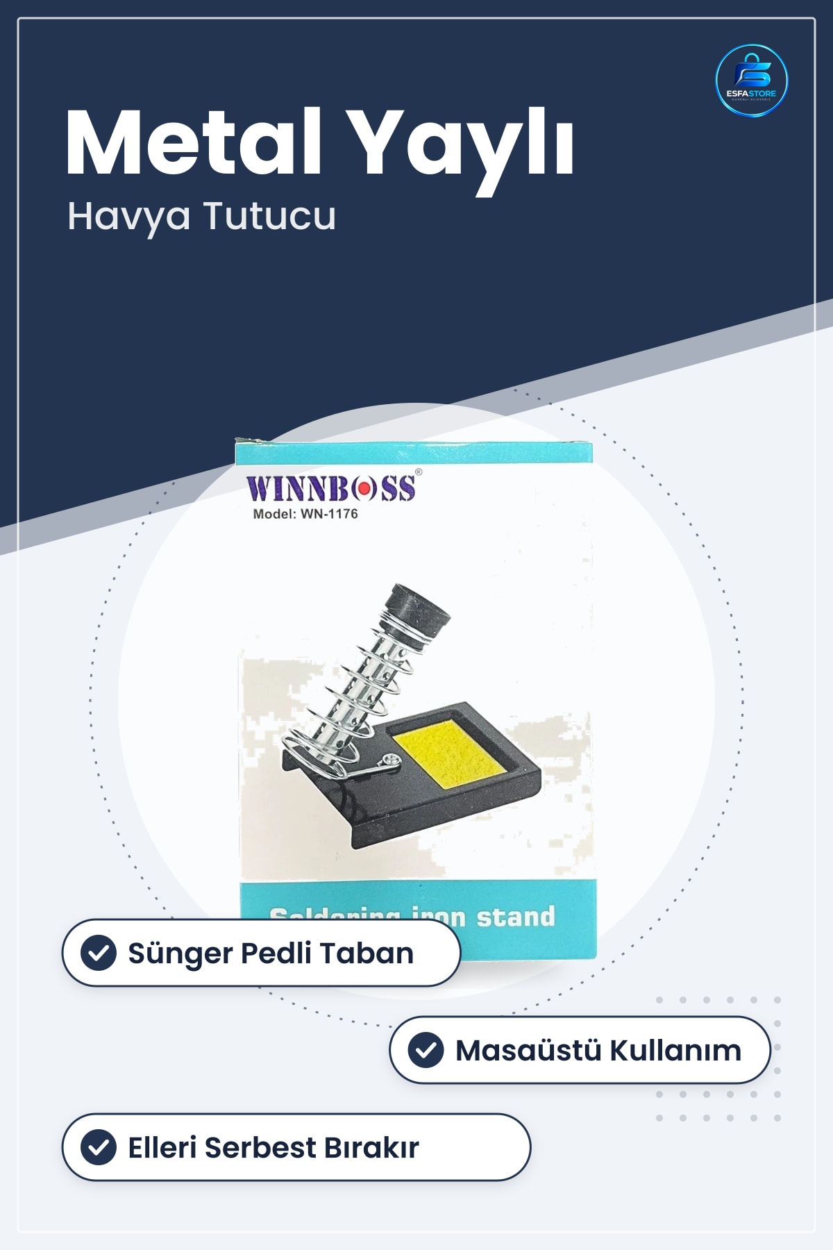 Havya Sehpası Lehim Tutucu Metal Yaylı Sünger Pedli Masaüstü Stand Çalışma Aksesuarı Lehimleme