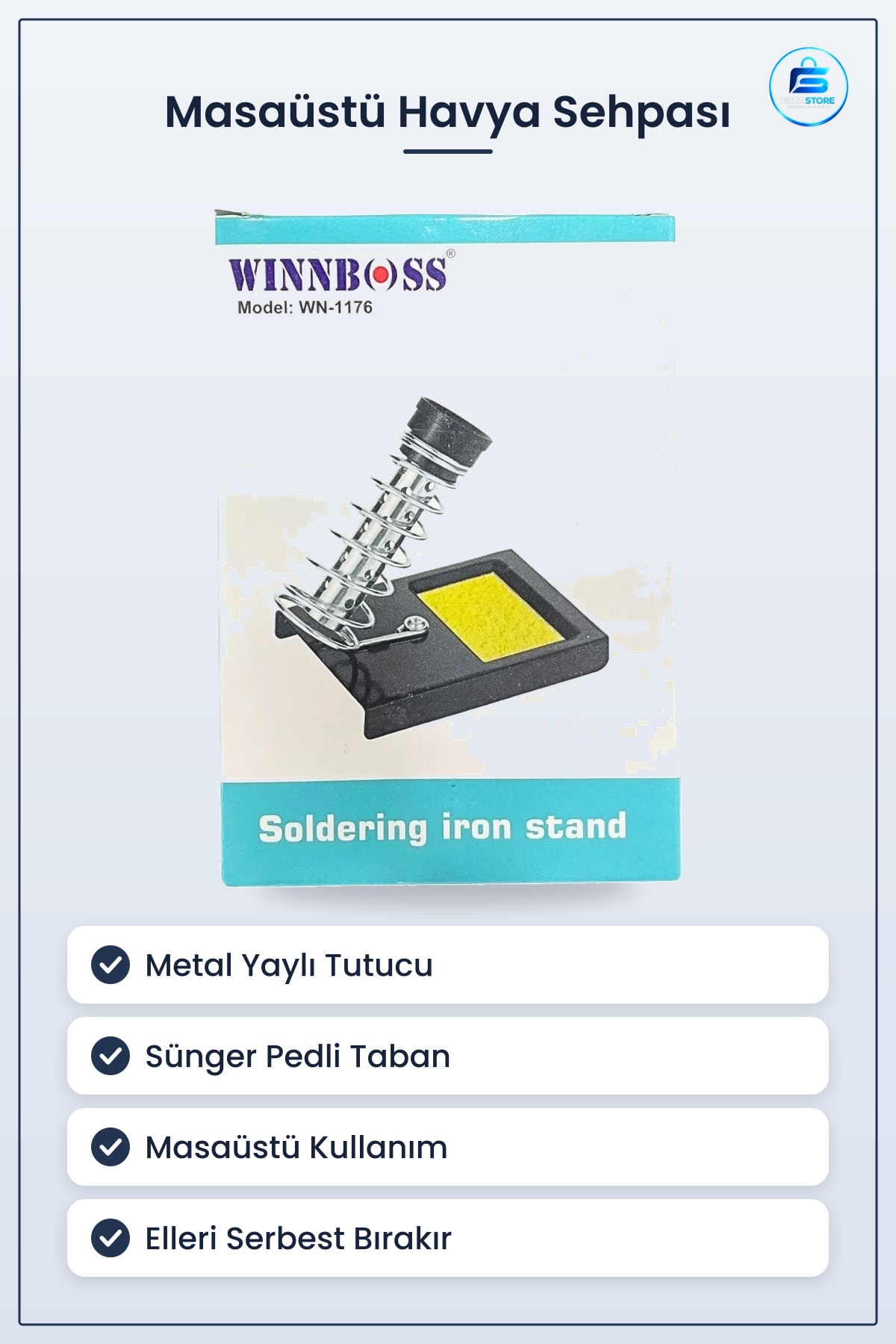 Havya Sehpası Lehim Tutucu Metal Yaylı Sünger Pedli Masaüstü Stand Çalışma Aksesuarı Lehimleme