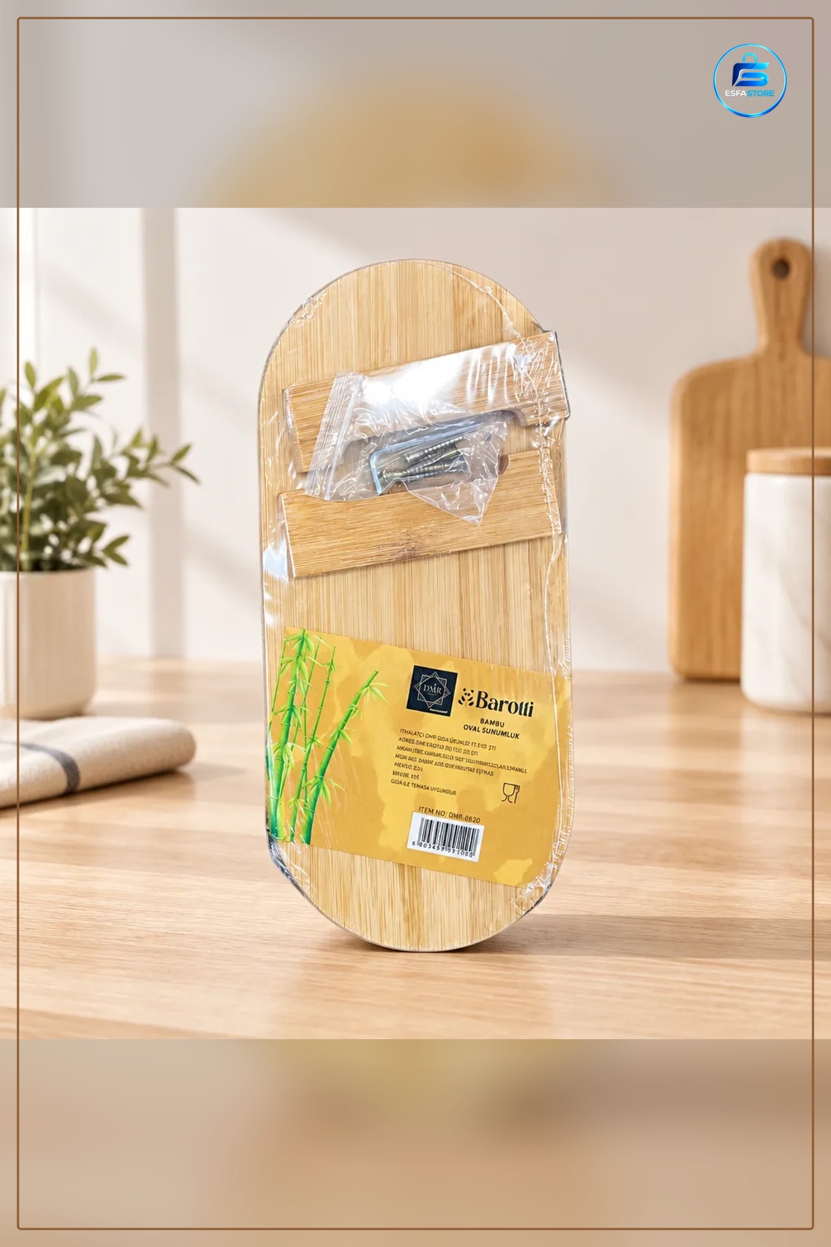 Bambu Oval Sunumluk Tepsi Kahvaltı ve Çay Saati Atıştırmalık Mutfak Servisi Kulplu