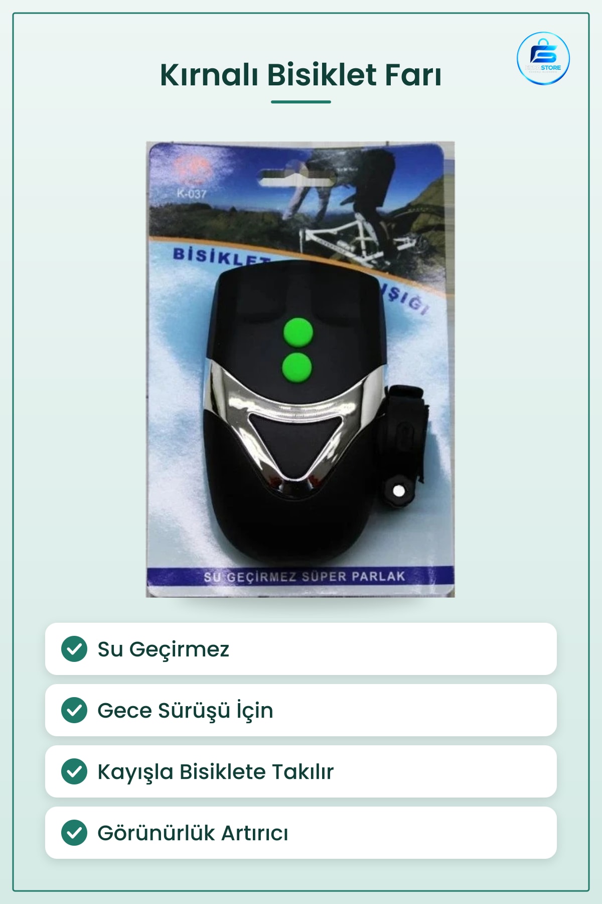 Kırnalı Bisiklet Farı Emniyet Işığı Su Geçirmez Parlak Gece Sürüşü İçin Görünürlük Artırıcı