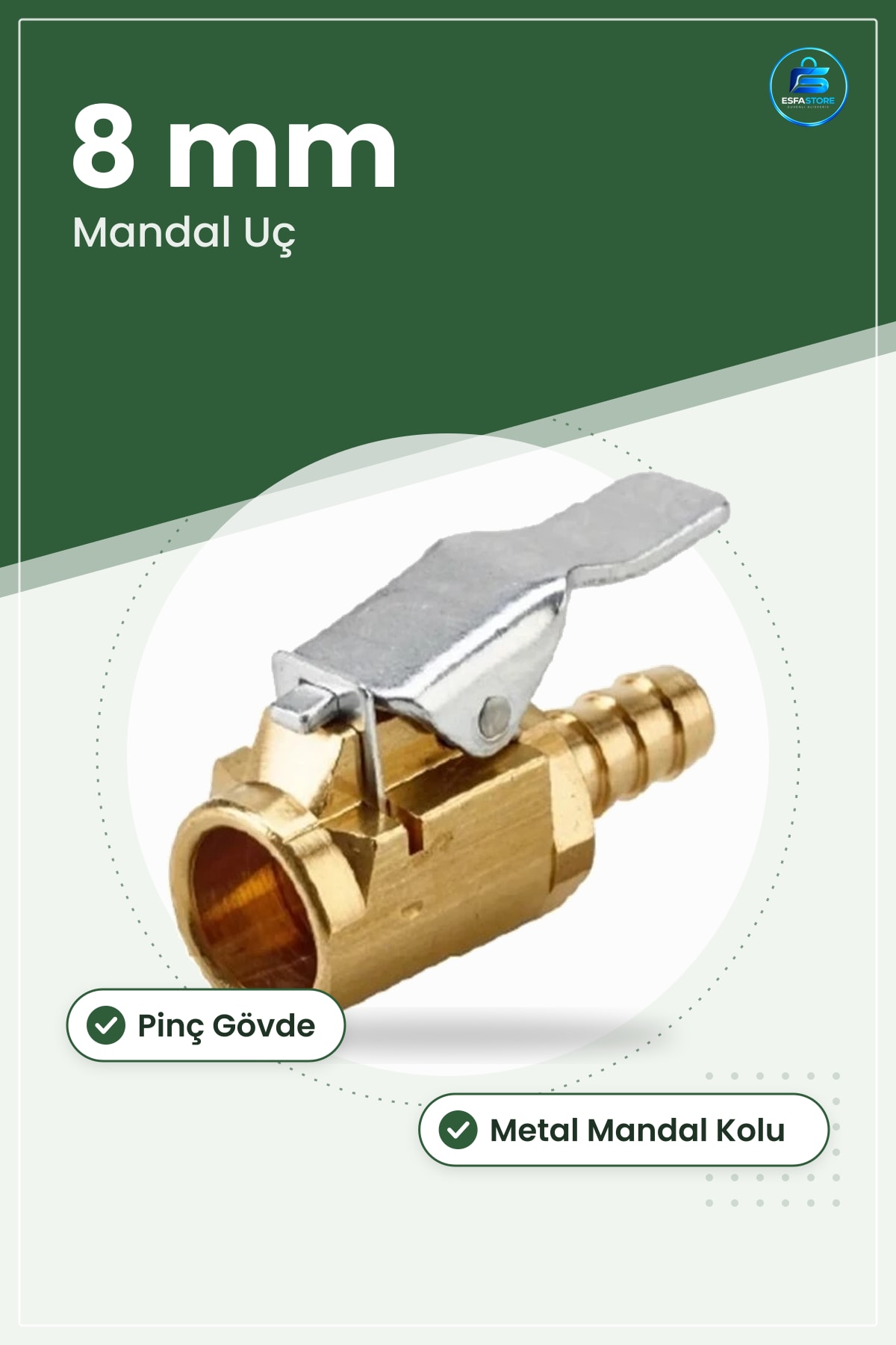 Hava Basınç Uç Mandalı 8mm El Aletleri Aksesuar Lastik Şişirme Kompresör Bağlantı Parçası