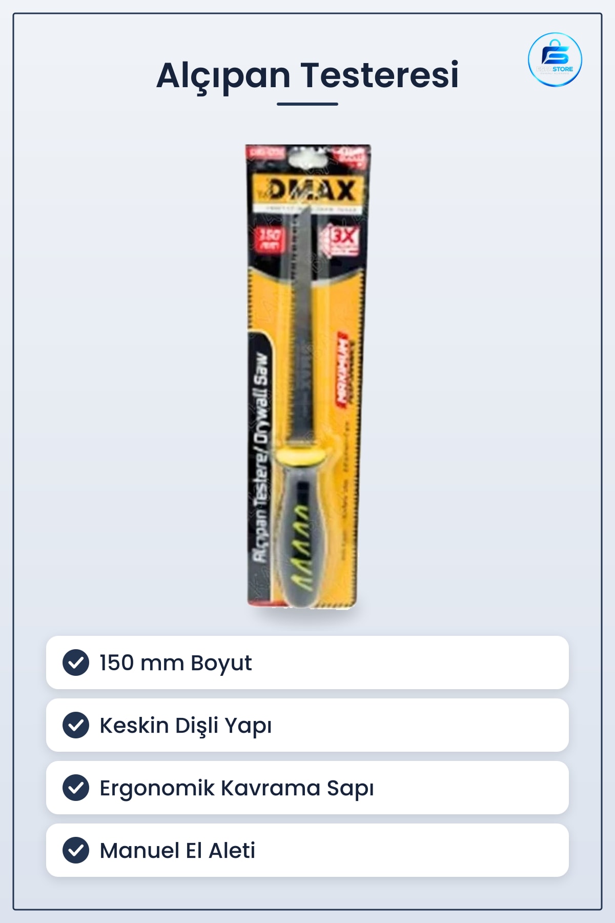 Alçıpan Testeresi 150 mm Manuel El Aleti Keskin Dayanıklı Kesme Ev Tadilat Hırdavat İşleri
