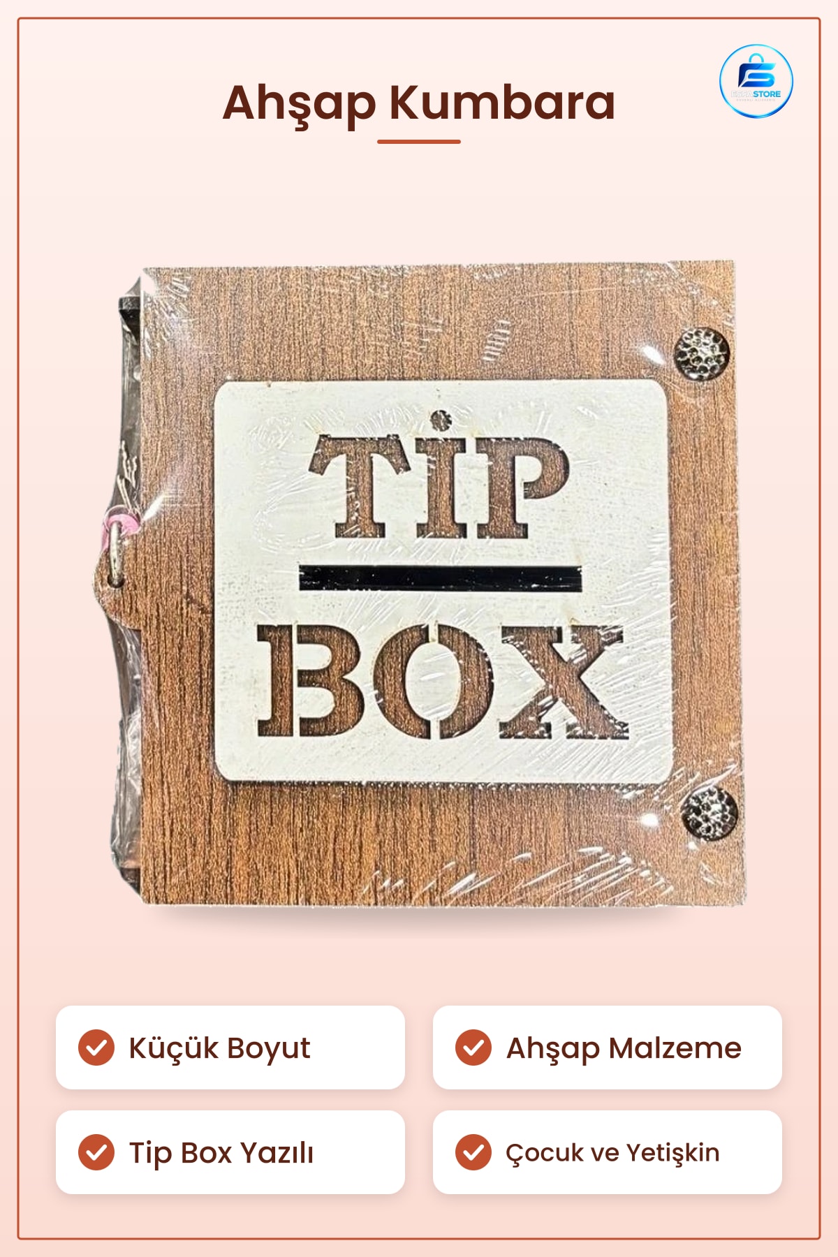 Küçük Ahşap Kumbara Tip Box Birikim Kutusu Hediyelik Ev Dekorasyonu Çocuk Hediyesi
