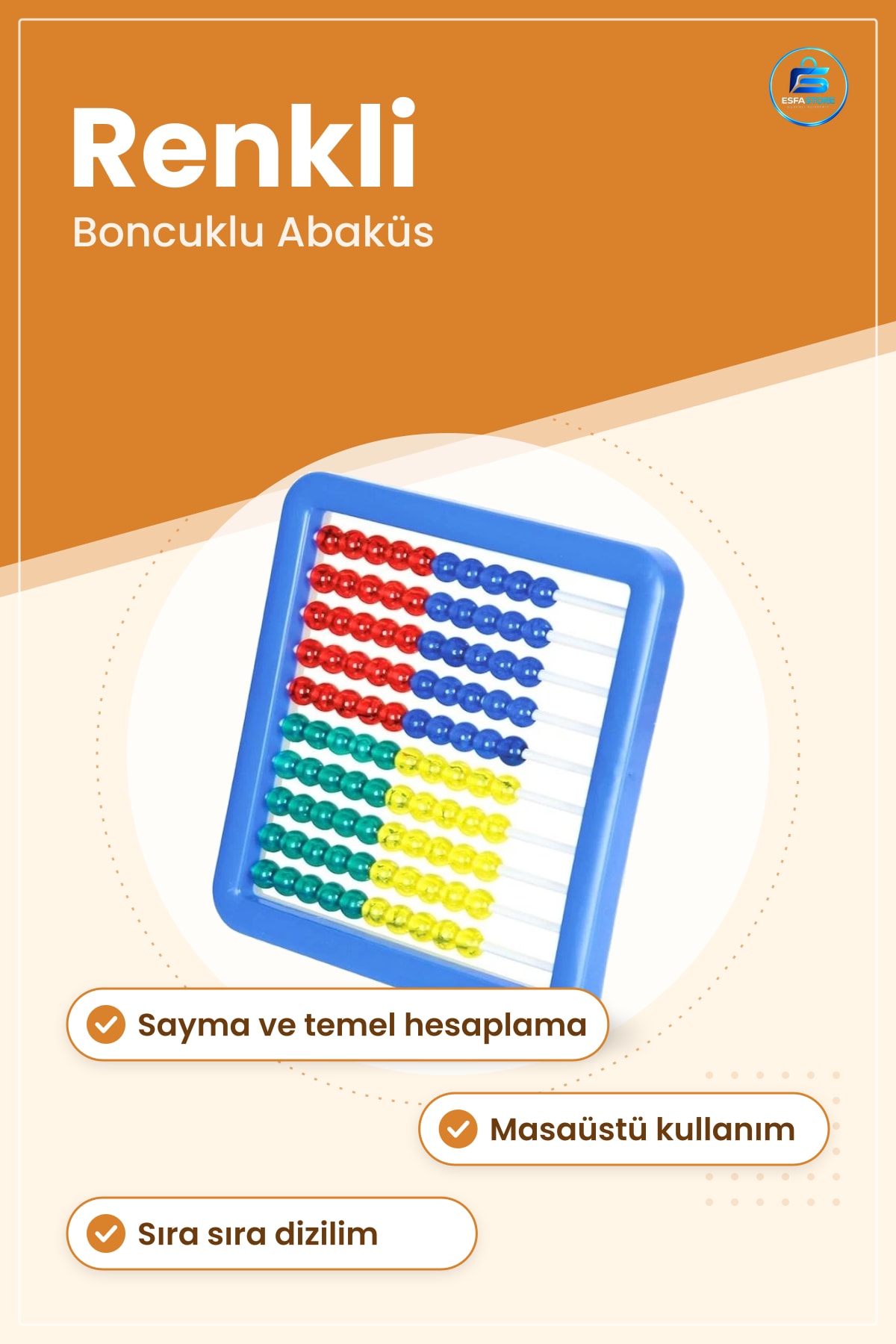 Abaküs Eğitici Oyuncak Lüks Mishap Renkli Boncuklu Sayma Matematik Öğrenme Aracı Masaüstü