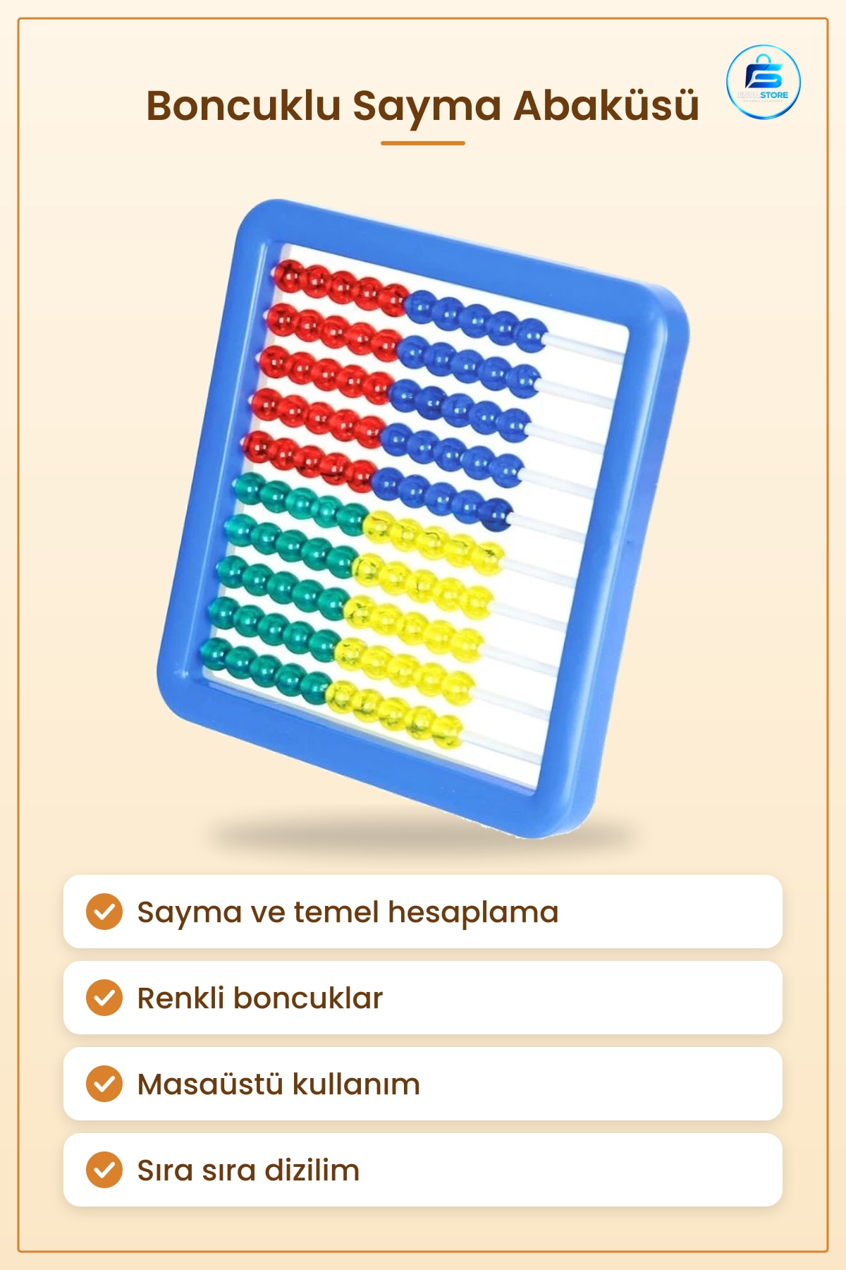 Abaküs Eğitici Oyuncak Lüks Mishap Renkli Boncuklu Sayma Matematik Öğrenme Aracı Masaüstü
