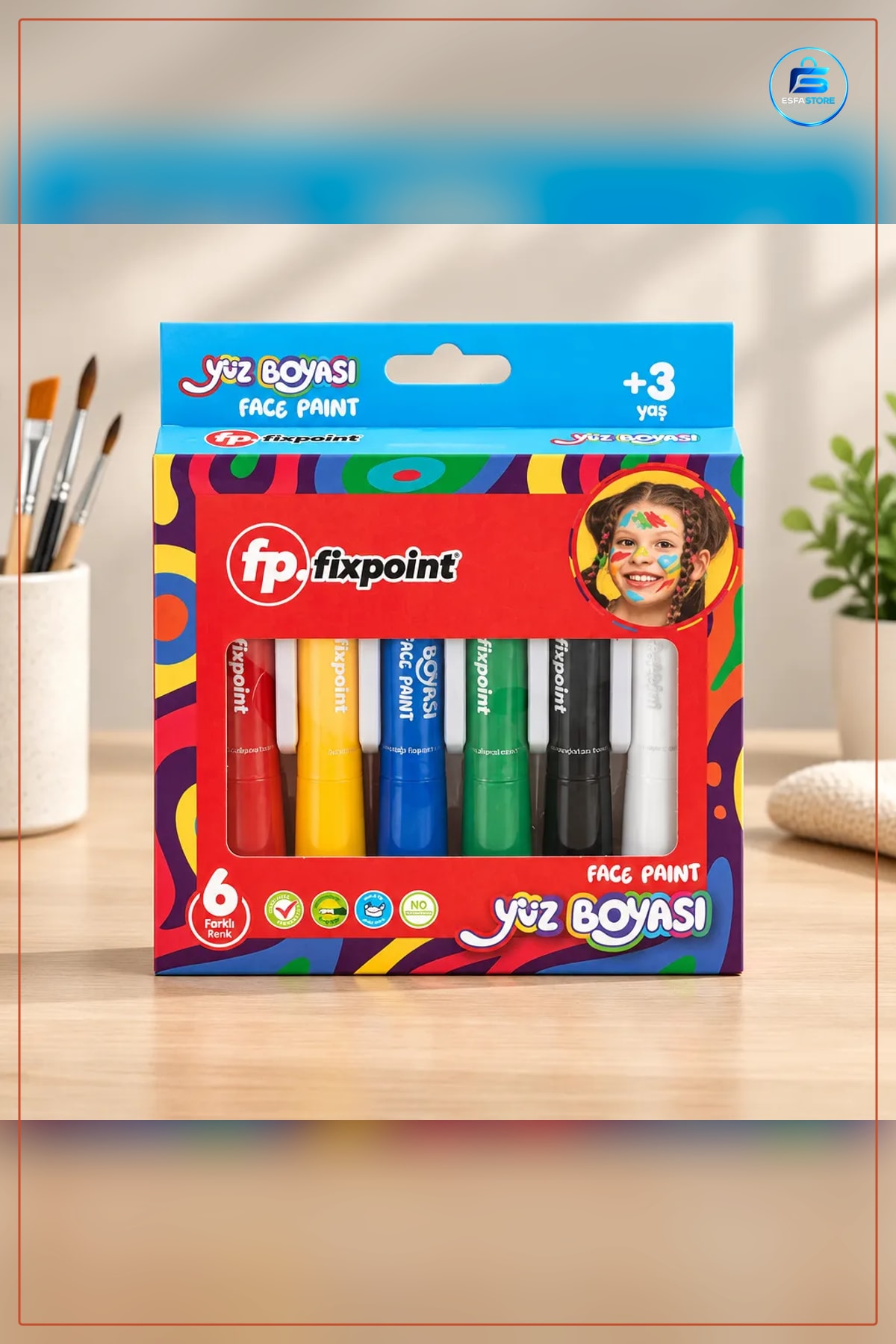 Yüz Boyası 6 Renk Parti Malzemeleri Çocuklara Özel Set Etkinlik ve Doğum Günü İçin