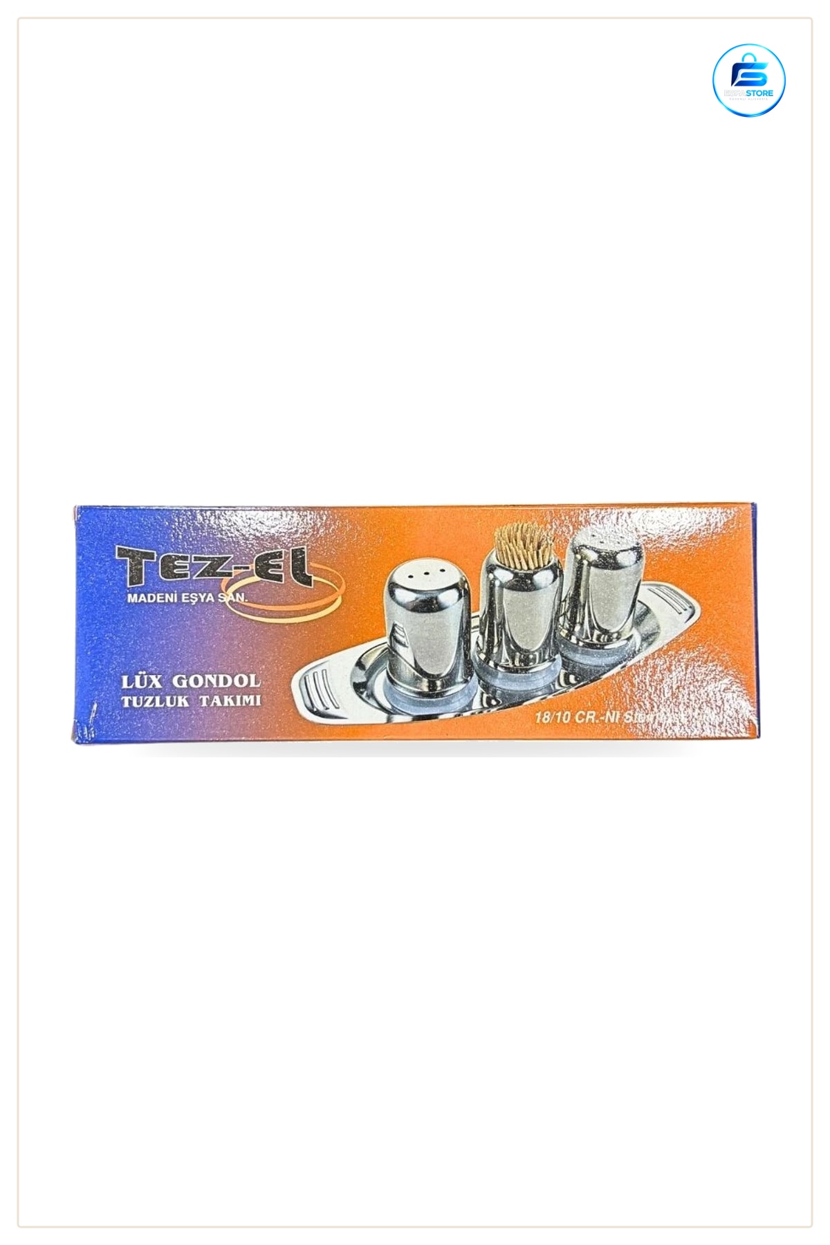 Küçük Metal Tuzluk Biberlik Takımı Sofra İçin Paslanmaz Çelik Kürdanlıklı Tepsili Mutfak Seti