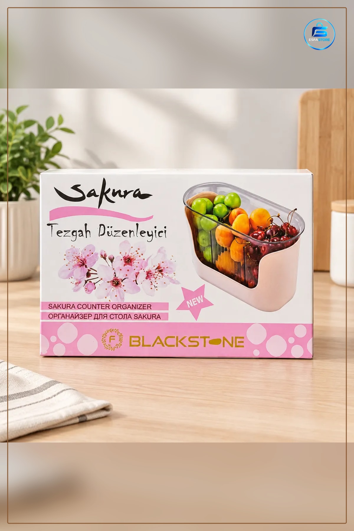 Sakura Tezgah Düzenleyici Meyve Sebze Saklama Kutusu Şeffaf Mutfak Organizer Sepeti