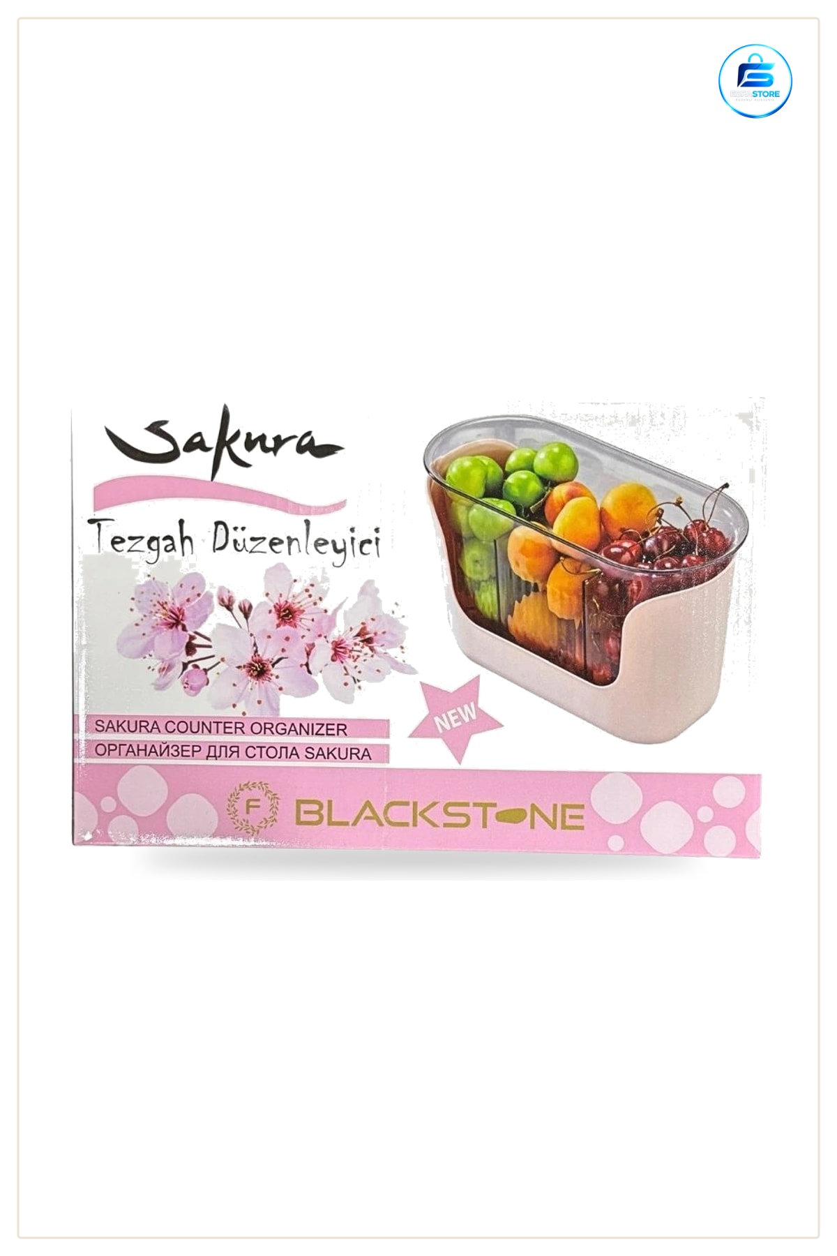 Sakura Tezgah Düzenleyici Meyve Sebze Saklama Kutusu Şeffaf Mutfak Organizer Sepeti