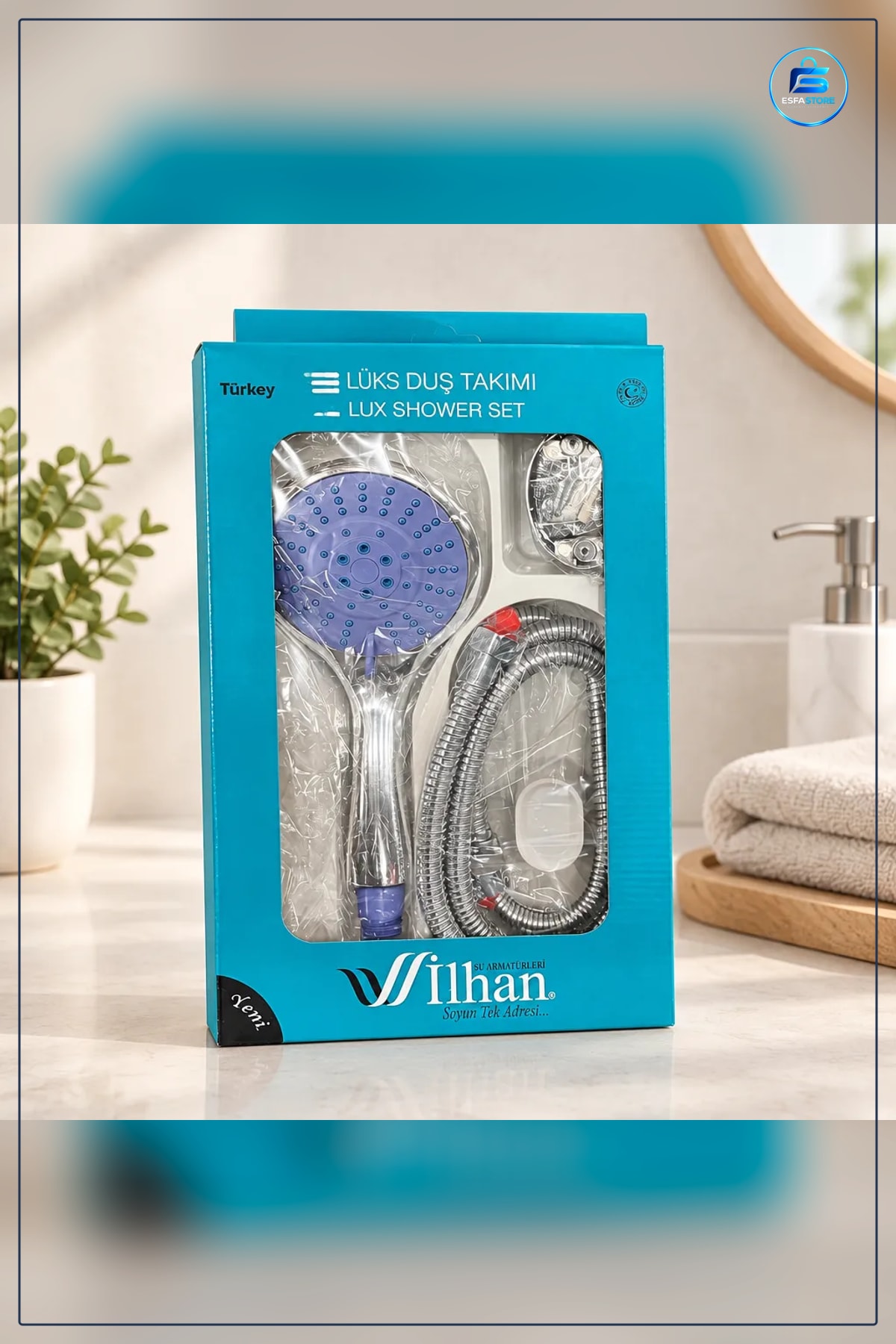 Lüks Duş Sistemi Takımı El Duşu Metal Hortum Askılı Vidalı Montaj Banyo Aksesuarı Set