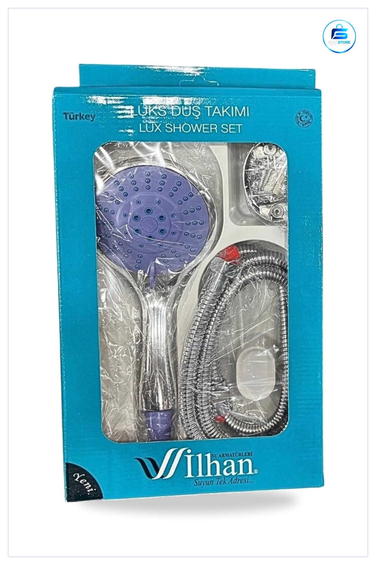 Lüks Duş Sistemi Takımı El Duşu Metal Hortum Askılı Vidalı Montaj Banyo Aksesuarı Set