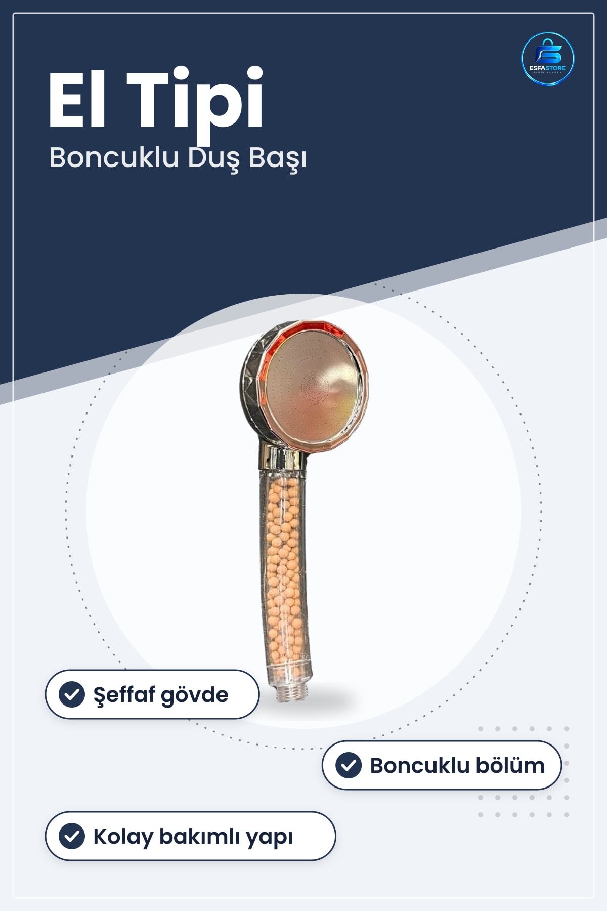 Boncuklu Duş Başı El Tipi Banyo Sistemi Filtreli Pratik Kullanım Ev Aksesuarı Kullanışlı