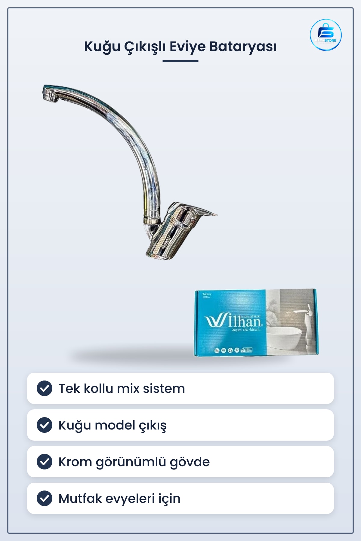 Eviye Bataryası Lüks Mix Kuğu Çıkışlı Krom Mutfak Musluklu Tek Kollu Evye Armătürü