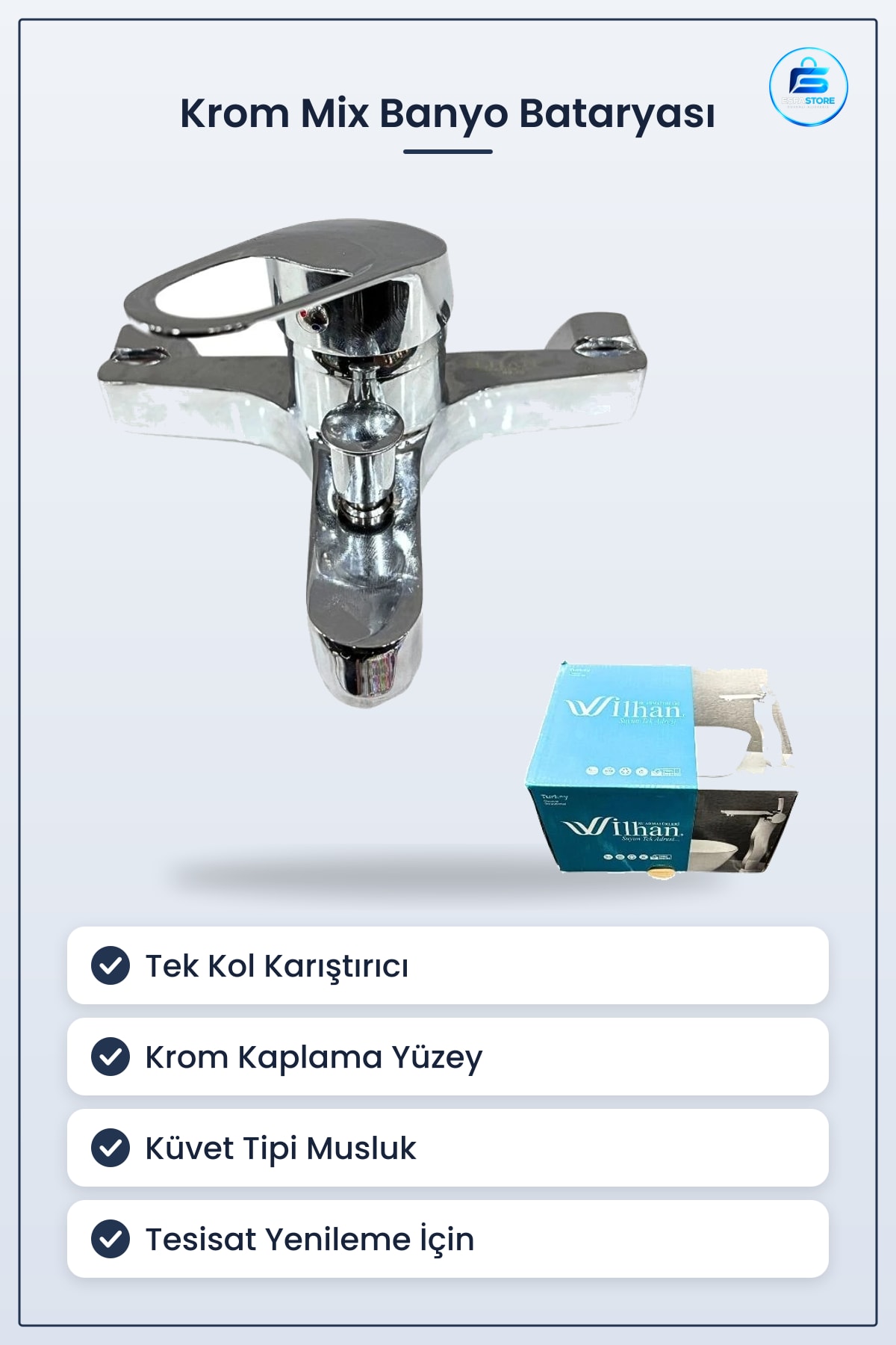 Banyo Bataryası Lüx Mix Krom Karıştırıcı Musluk Küvet Ev Tesisat Malzemesi Armatür