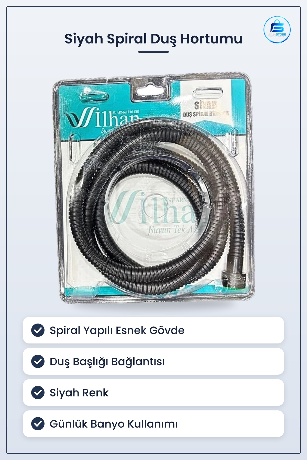 Siyah Duş Hortumu Spiral Yapılı Duşakabin Aksesuarı Banyo Başlık Bağlantısı Günlük Kullanım