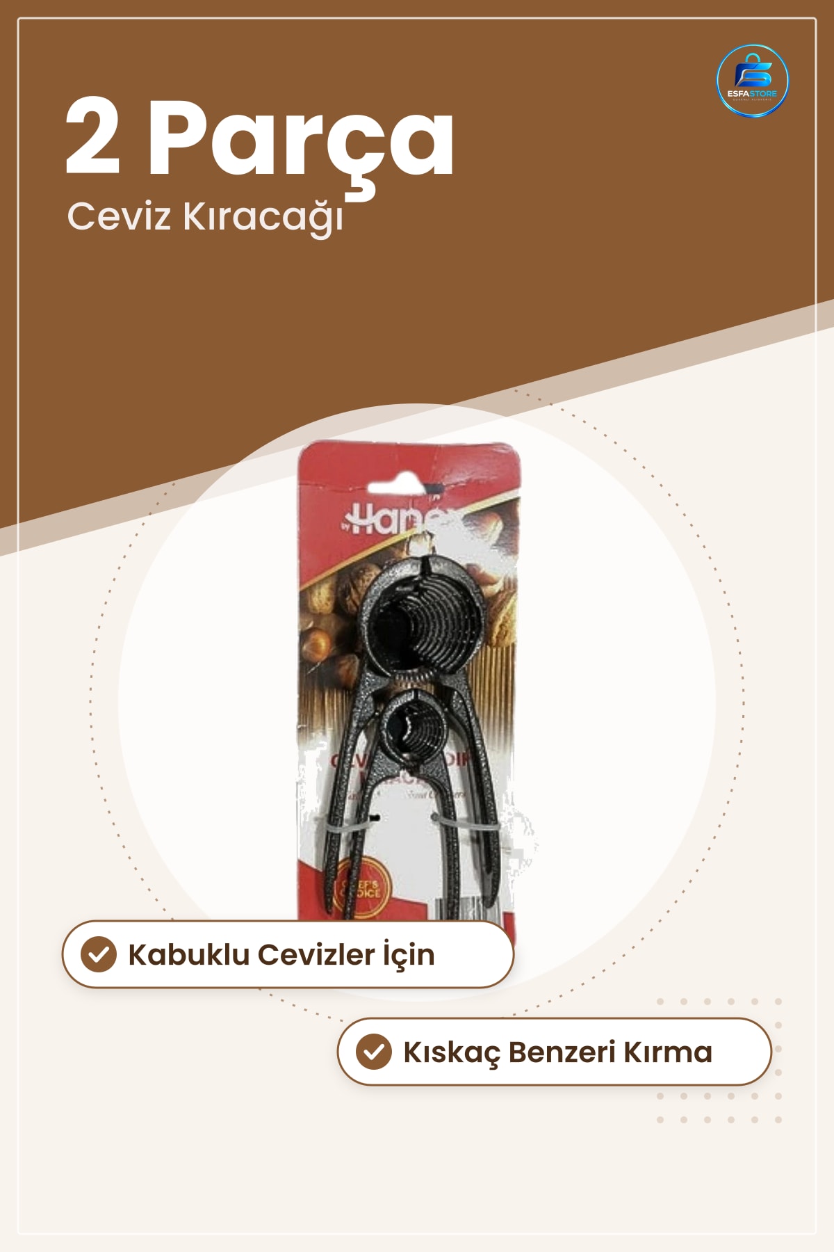 Ceviz ve Fındık Kıracağı 2 Parça Set Mutfak Yemek Hazırlık Cevizi Kırma Aleti Pratik