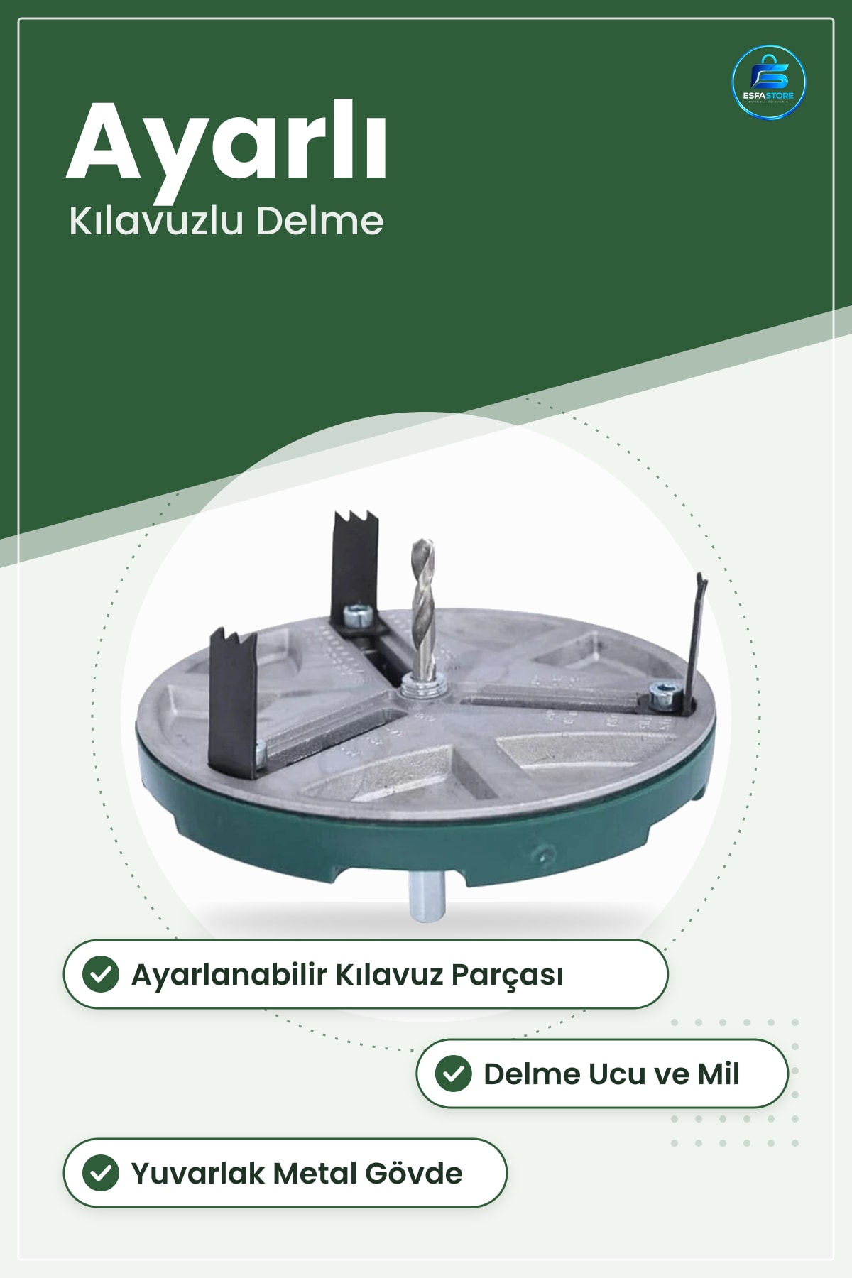 Ayarlı Delme Panç Seti Çok Amaçlı El Aletleri Aksesuarı Delik Açma Kılavuzu Ev İçin