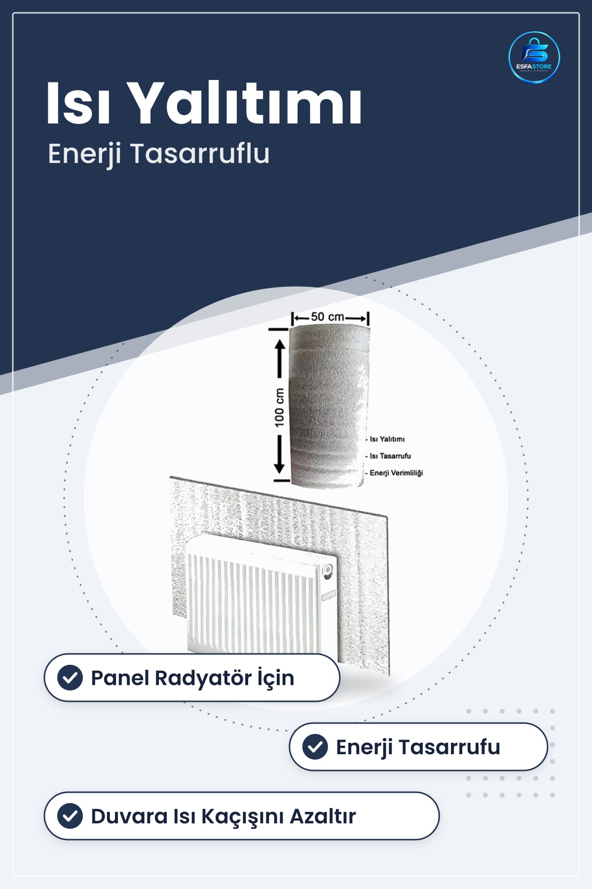 Petek Arkası Folyo Panel Radyatör Aksesuarı Isı Yalıtım Levhası Enerji Tasarruflu