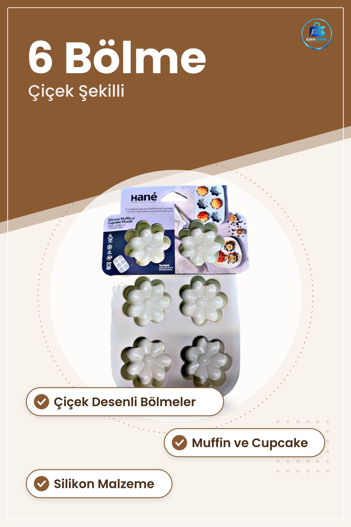 Silikon Kek Kalıbı 6 Bölmeli Çiçek Şekilli Muffin Cupcake Pişirme Fırın Mutfak Gereci