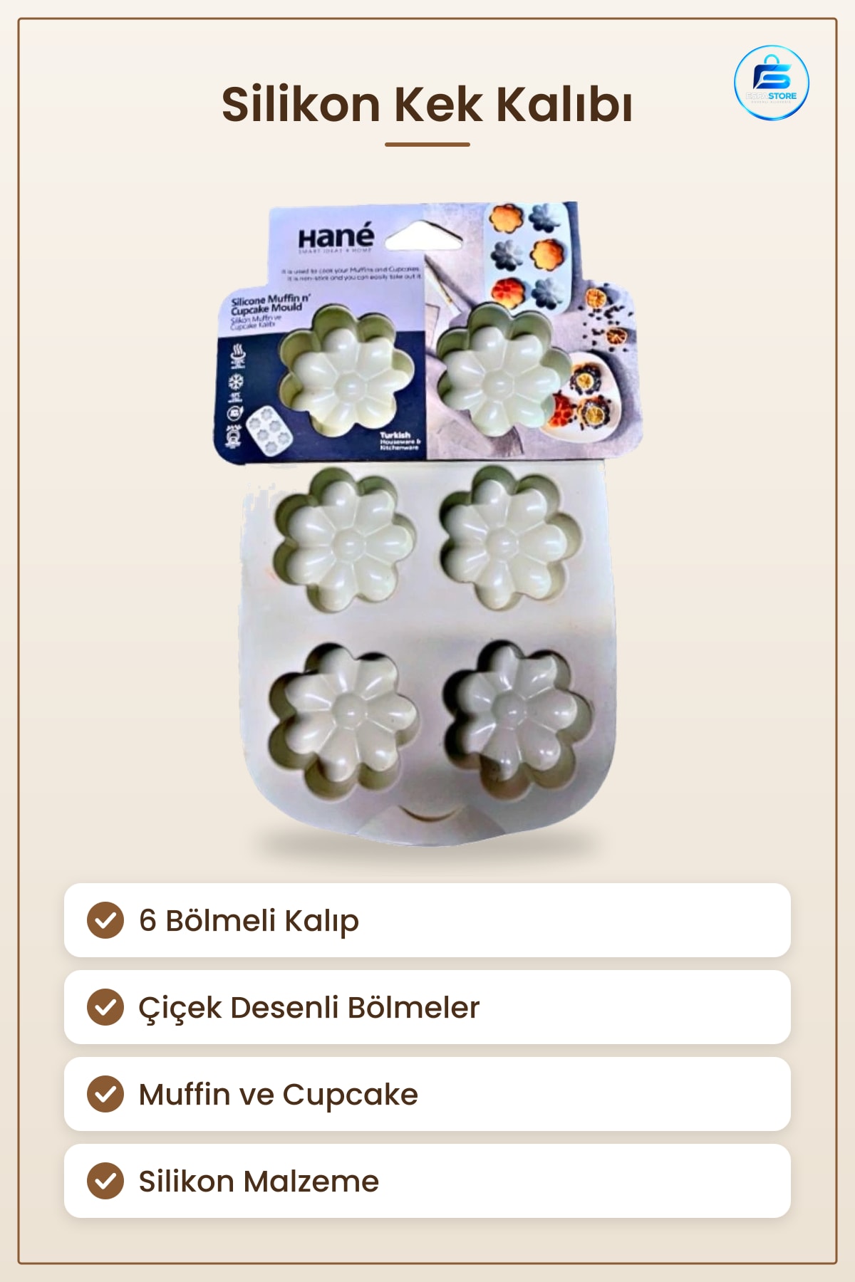 Silikon Kek Kalıbı 6 Bölmeli Çiçek Şekilli Muffin Cupcake Pişirme Fırın Mutfak Gereci
