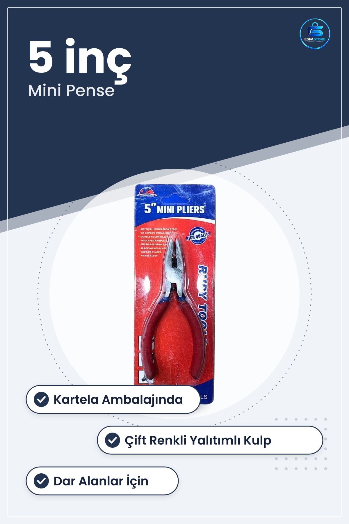 Mini Pense 5 inç Kartelada Hırdavat El Aletleri Ev Atölye Hobi Kullanım Profesyonel