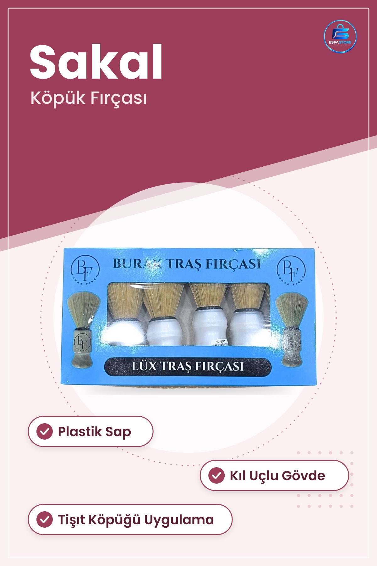 Plastik Saplı Sakal Fırçası Erkek Tıraş Köpüğü Uygulama Bakım Aksesuarı Berber Malzemesi