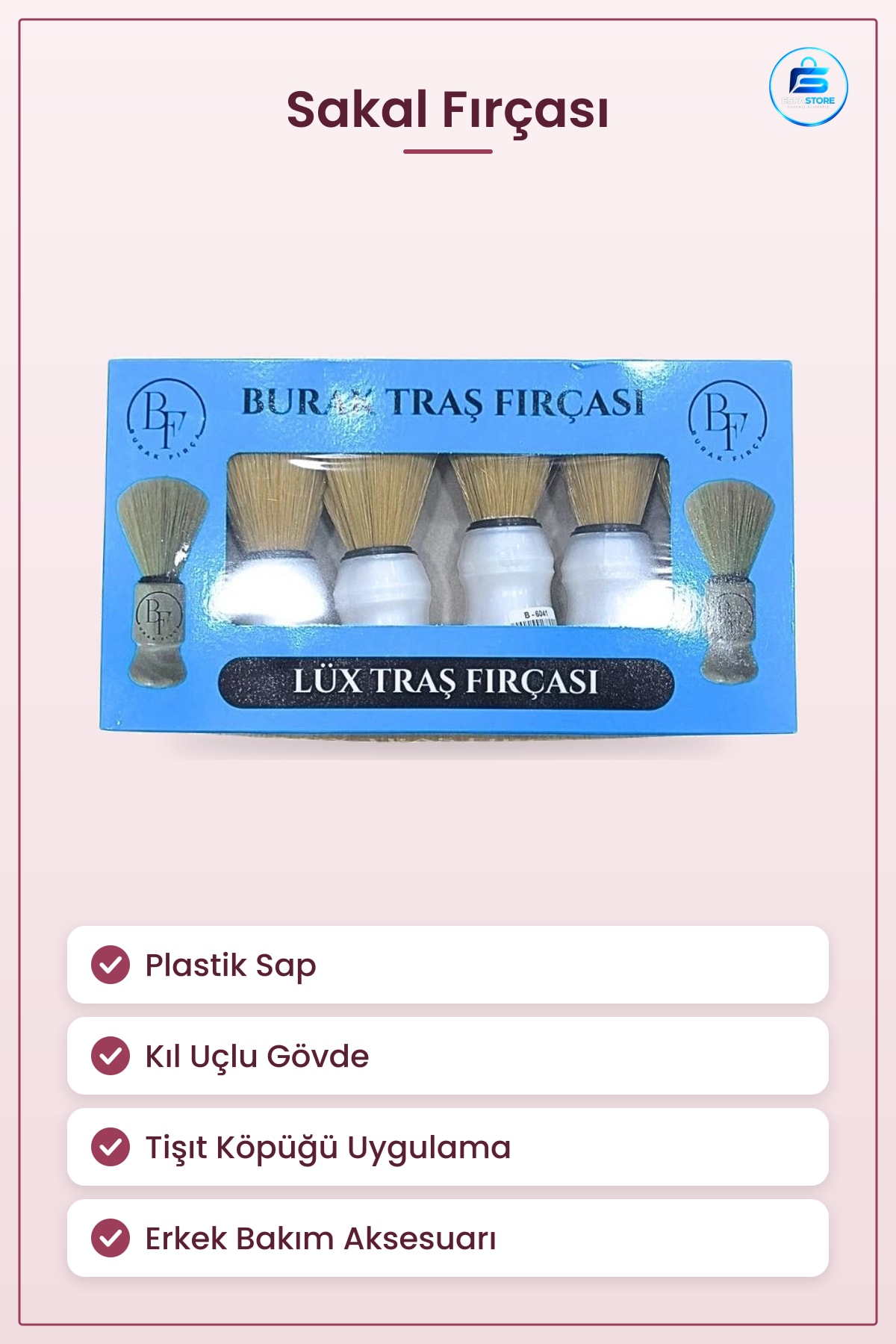 Plastik Saplı Sakal Fırçası Erkek Tıraş Köpüğü Uygulama Bakım Aksesuarı Berber Malzemesi