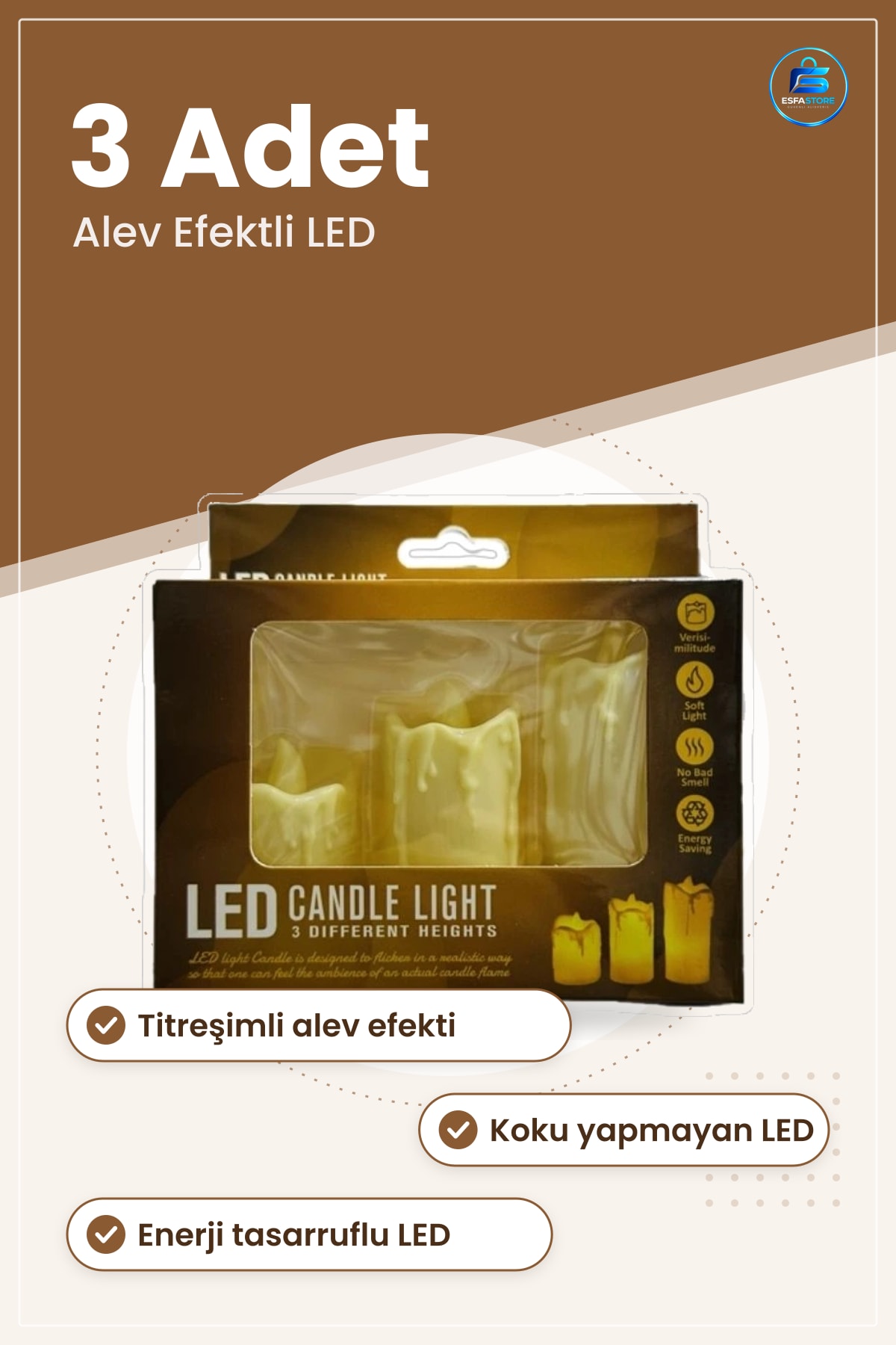 LED Mum Seti 3 Adet Farklı Boyutlarda Alev Efektli Dekoratif Ambiyans Işığı Ev Dekorasyonu