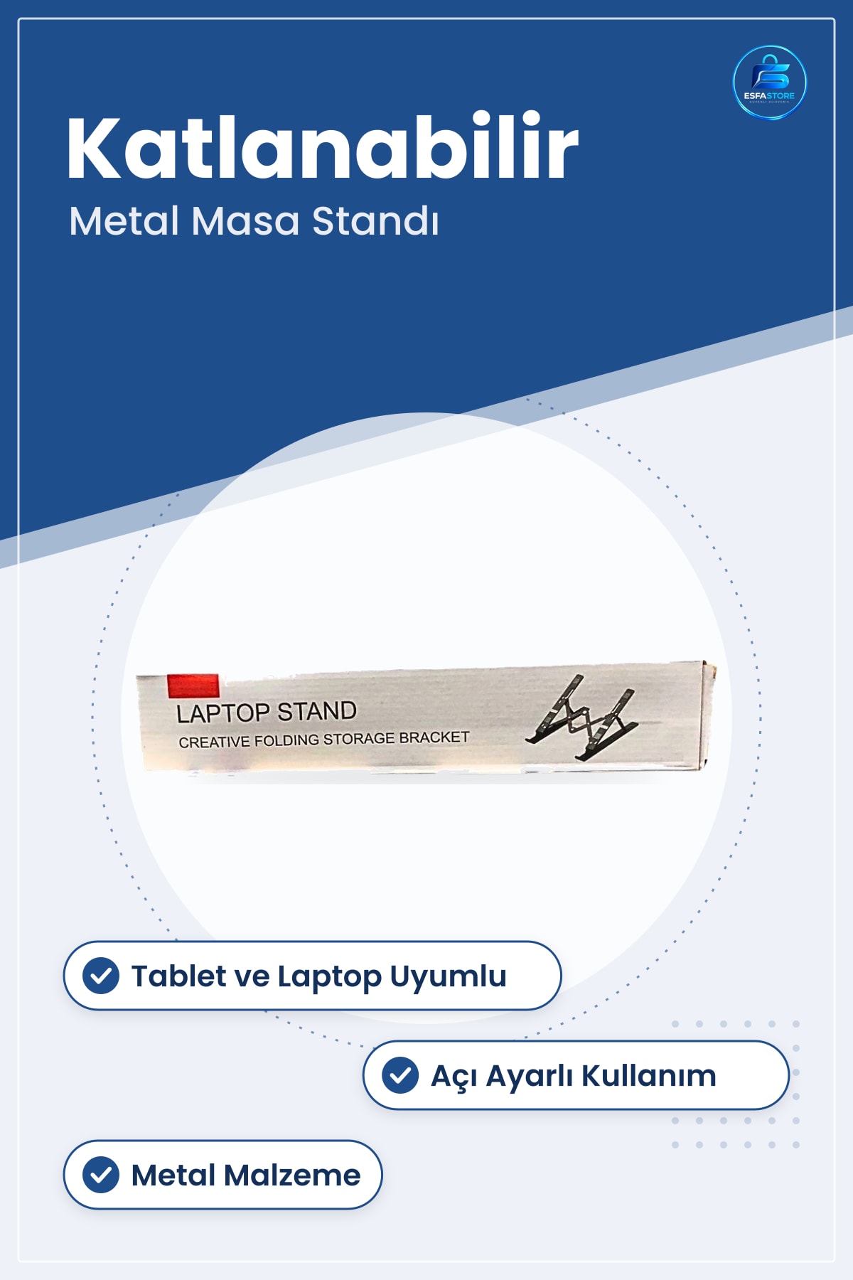 Metal Notebook Standı Tablet ve Laptop İçin Katlanabilir Ayarlı Açılı Masa Üstü Ofis