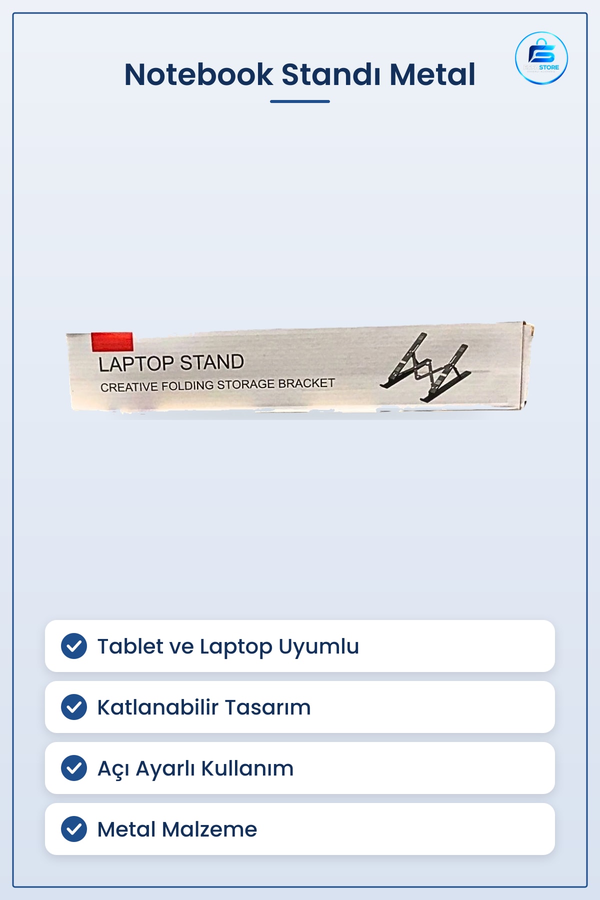 Metal Notebook Standı Tablet ve Laptop İçin Katlanabilir Ayarlı Açılı Masa Üstü Ofis