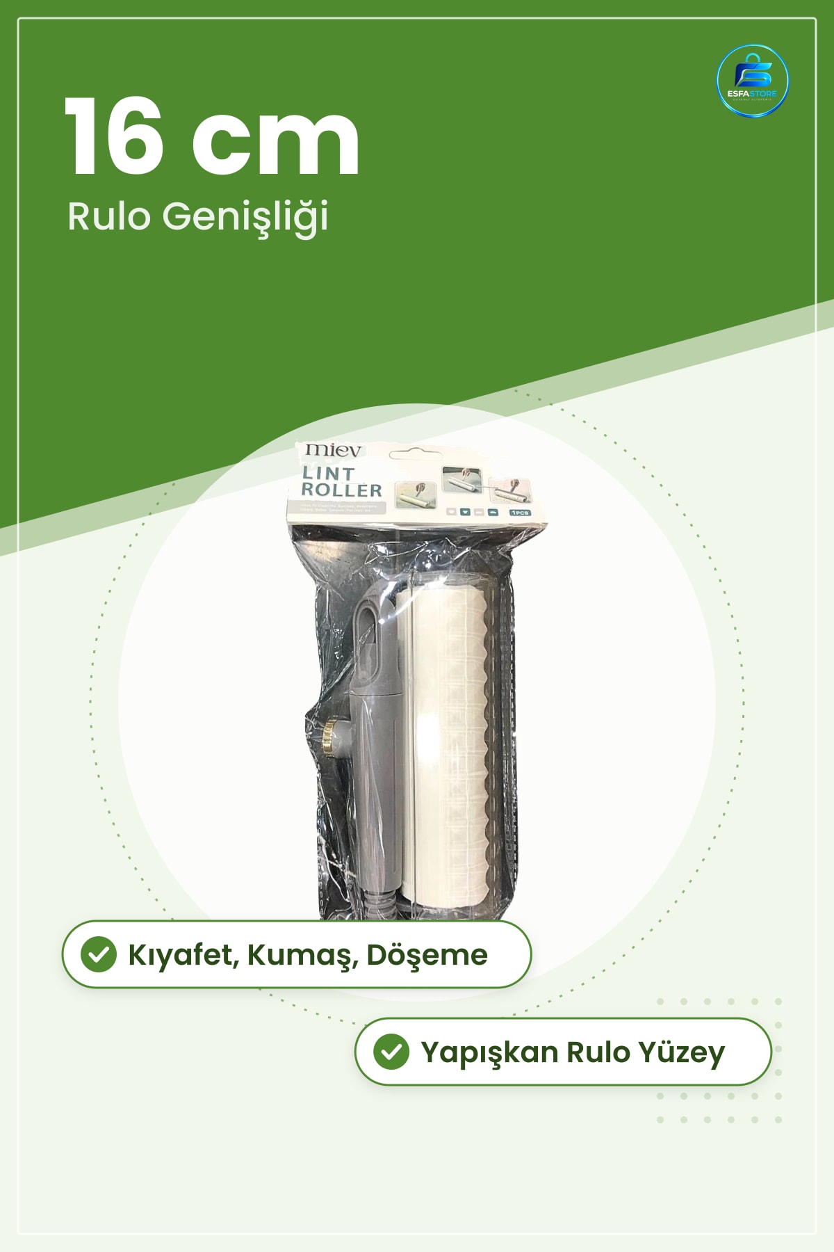 Tüy Toplayıcı Rulo 16 cm Saplı Kıyafet Kumaş Halı Koltuk Yapışkanı Pratik Ev Temizliği