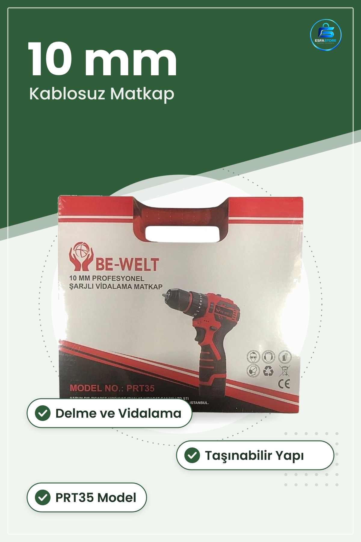 Şarjlı Matkap Profesyonel Vidalama 10 mm Kablosuz Elektrikli El Aleti Atölye Tamir İşleri