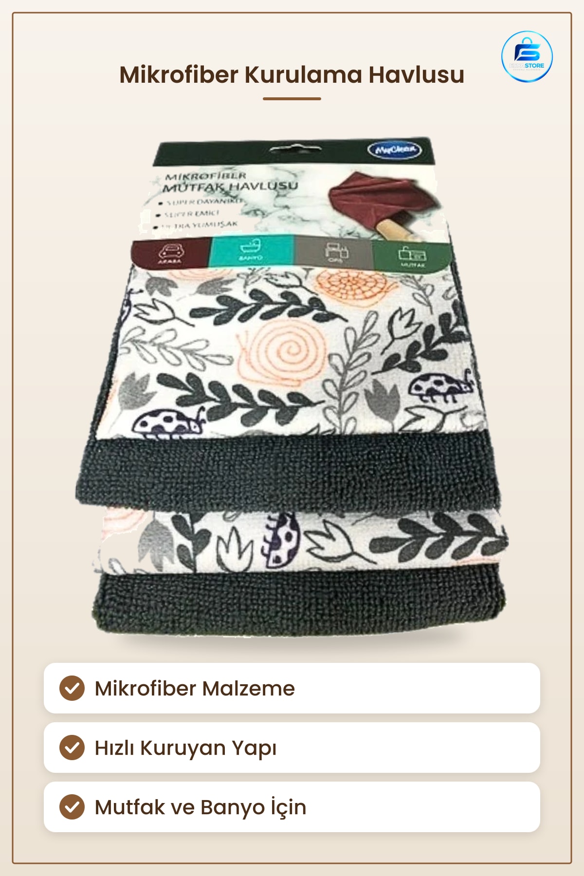 Mikrofiber Kurulama Havlusu Mutfak Banyo Temizlik Bezi Hızlı Kuruyan Emici Ev Kullanımı