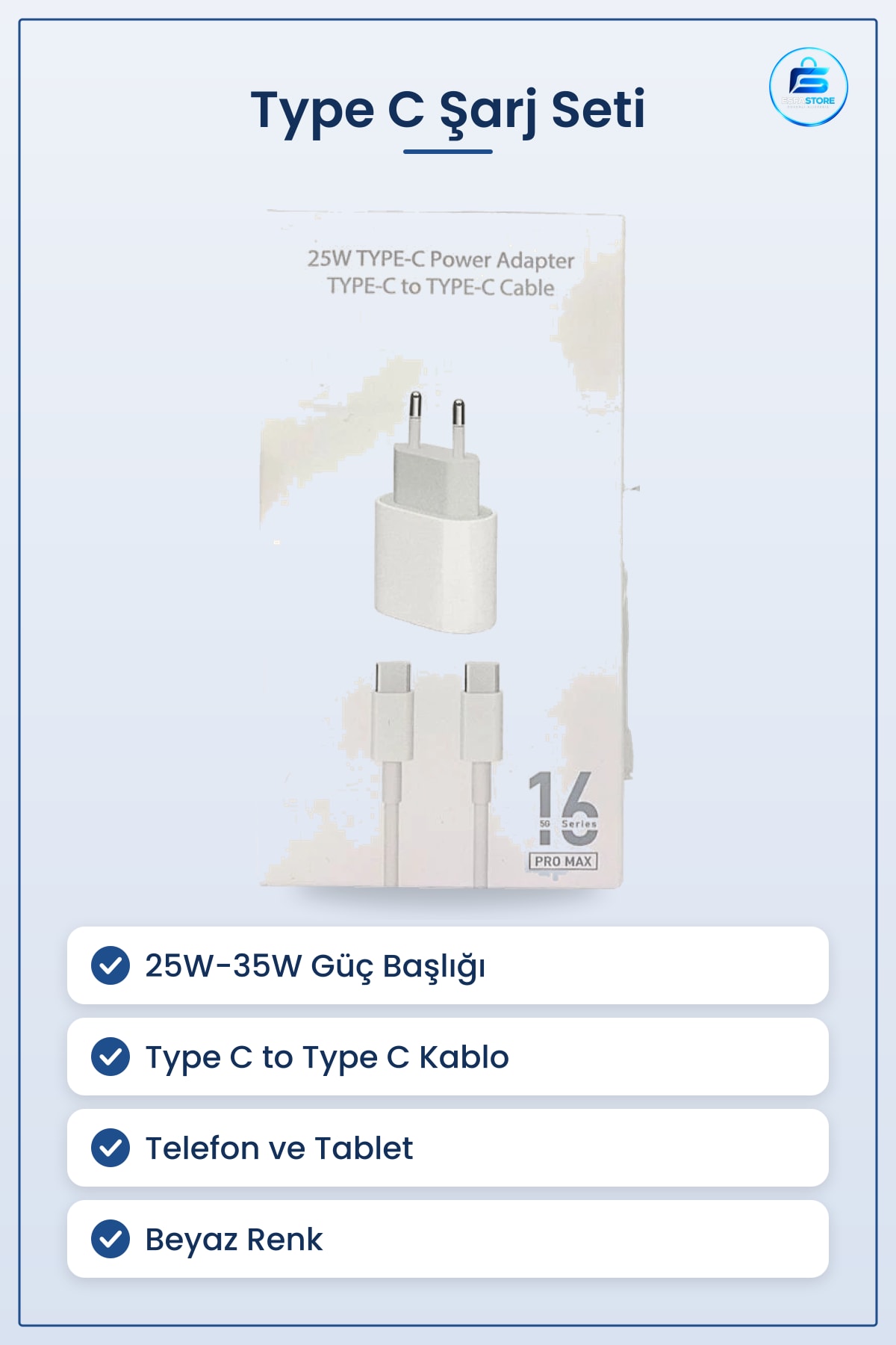 Şarj Aleti 25W ve 35W Type C Adaptör Kablo Seti Hızlı Telefon Tablet Güç Başlığı Beyaz
